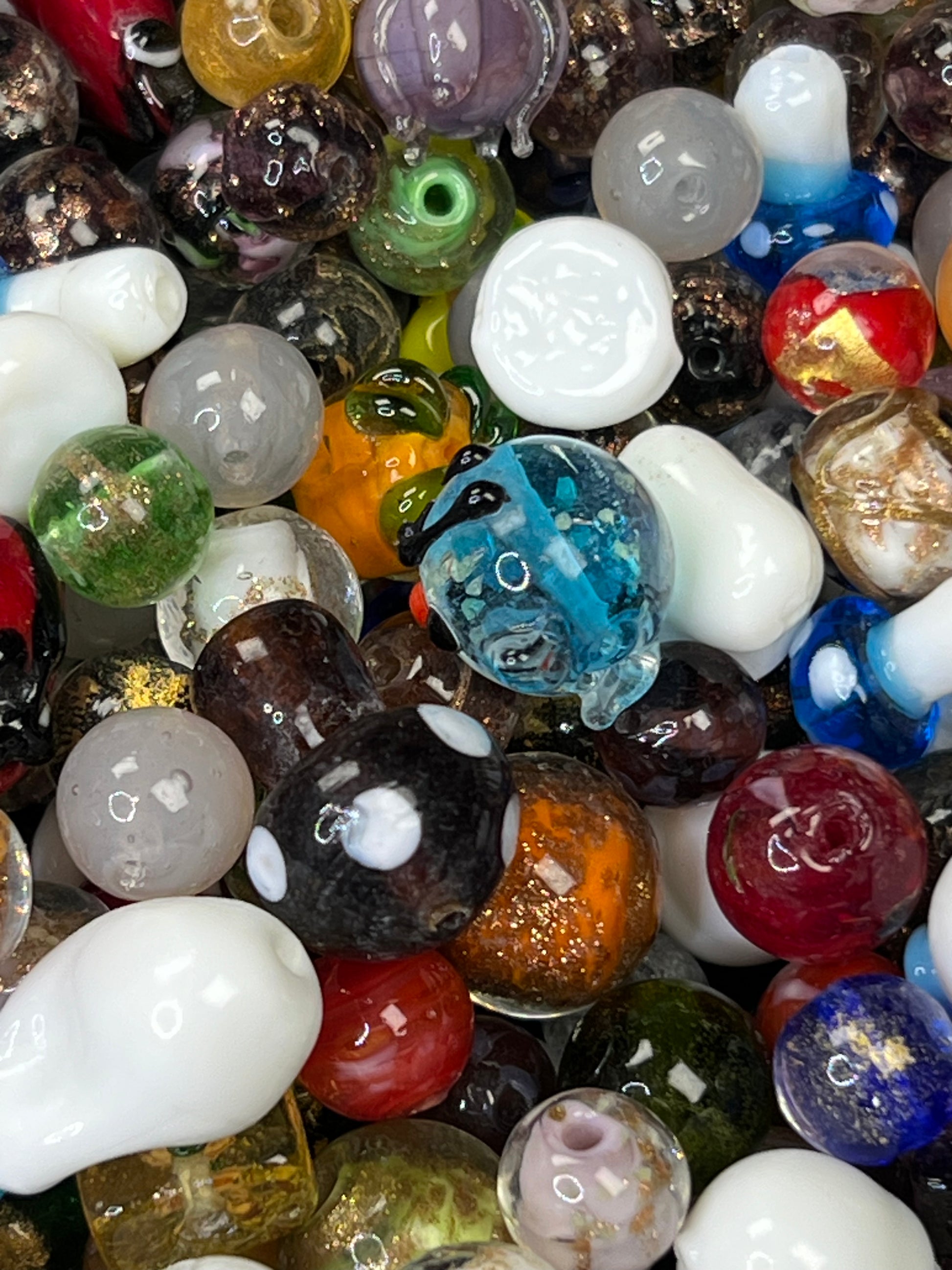 25 Glass Lampwork Beads Mixed Colors, Designs & Sizes