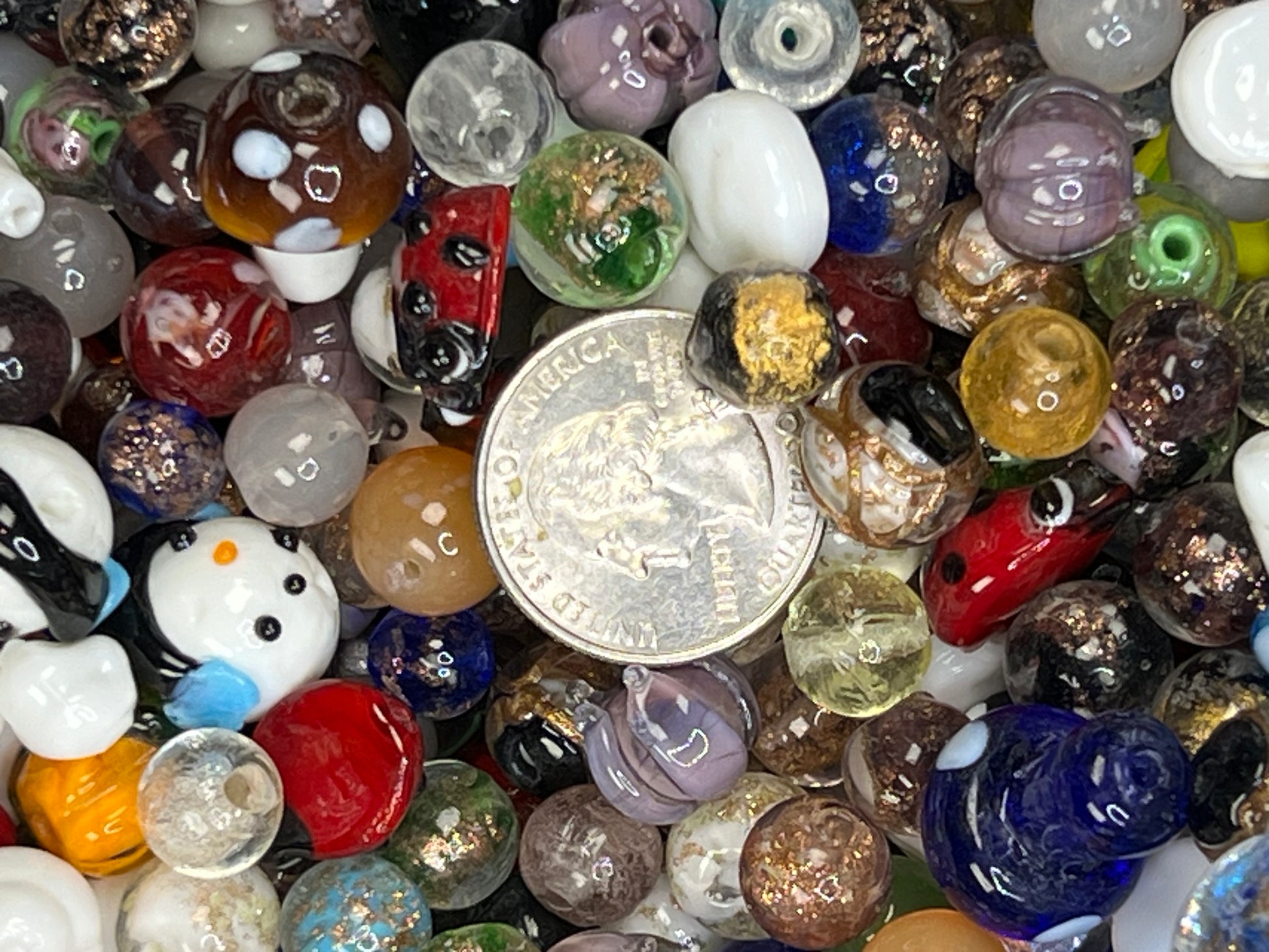 25 Glass Lampwork Beads Mixed Colors, Designs & Sizes