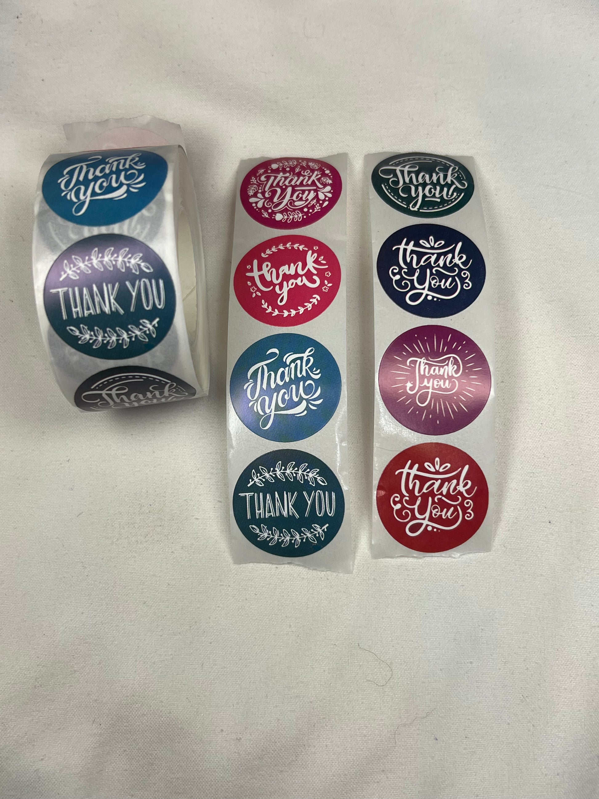 1" Thank You Stickers 8 Different Patterns 500/Roll