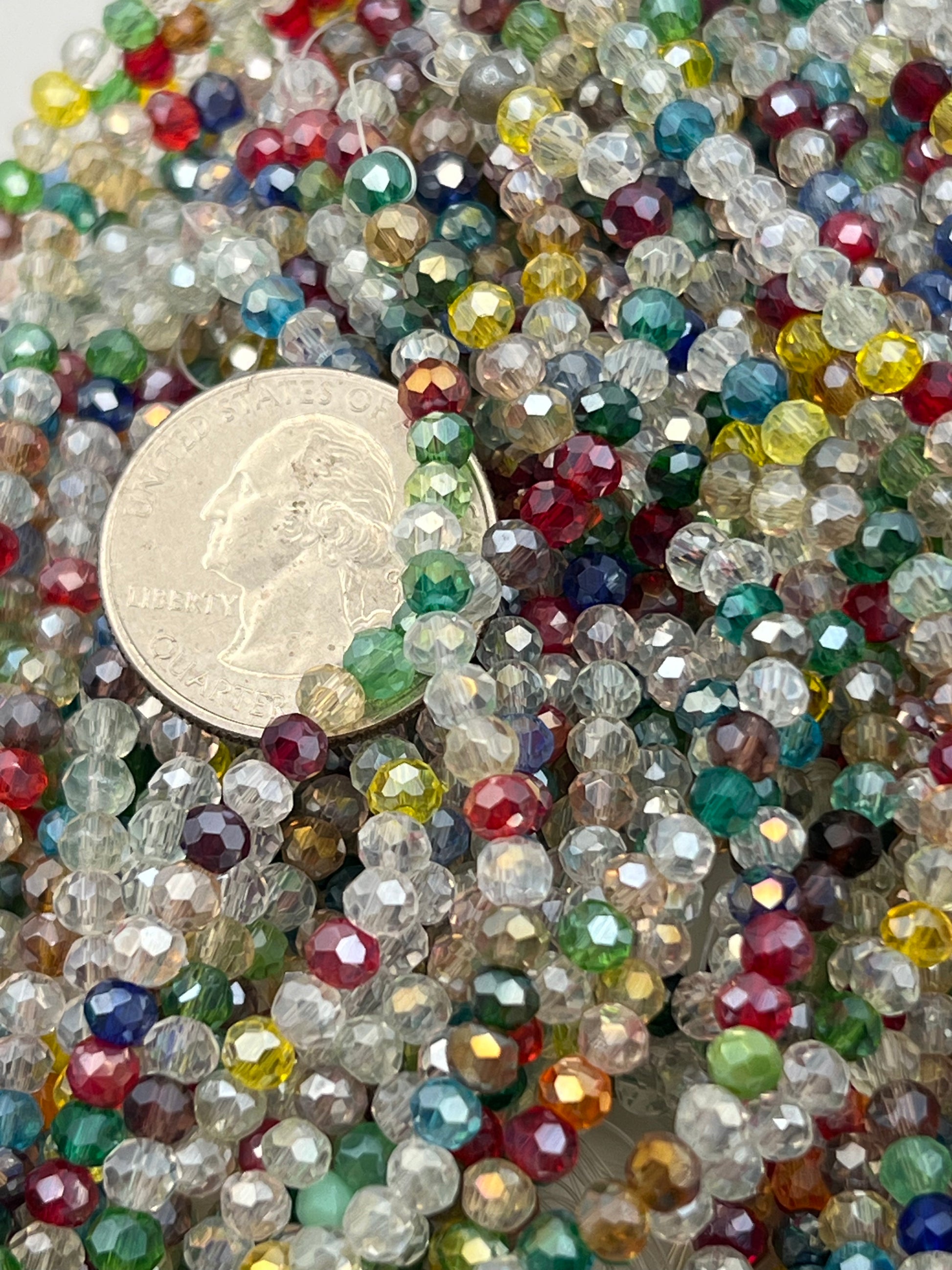 200 4X3mm Electroplated Glass Rondelle Beads Mixed Colors