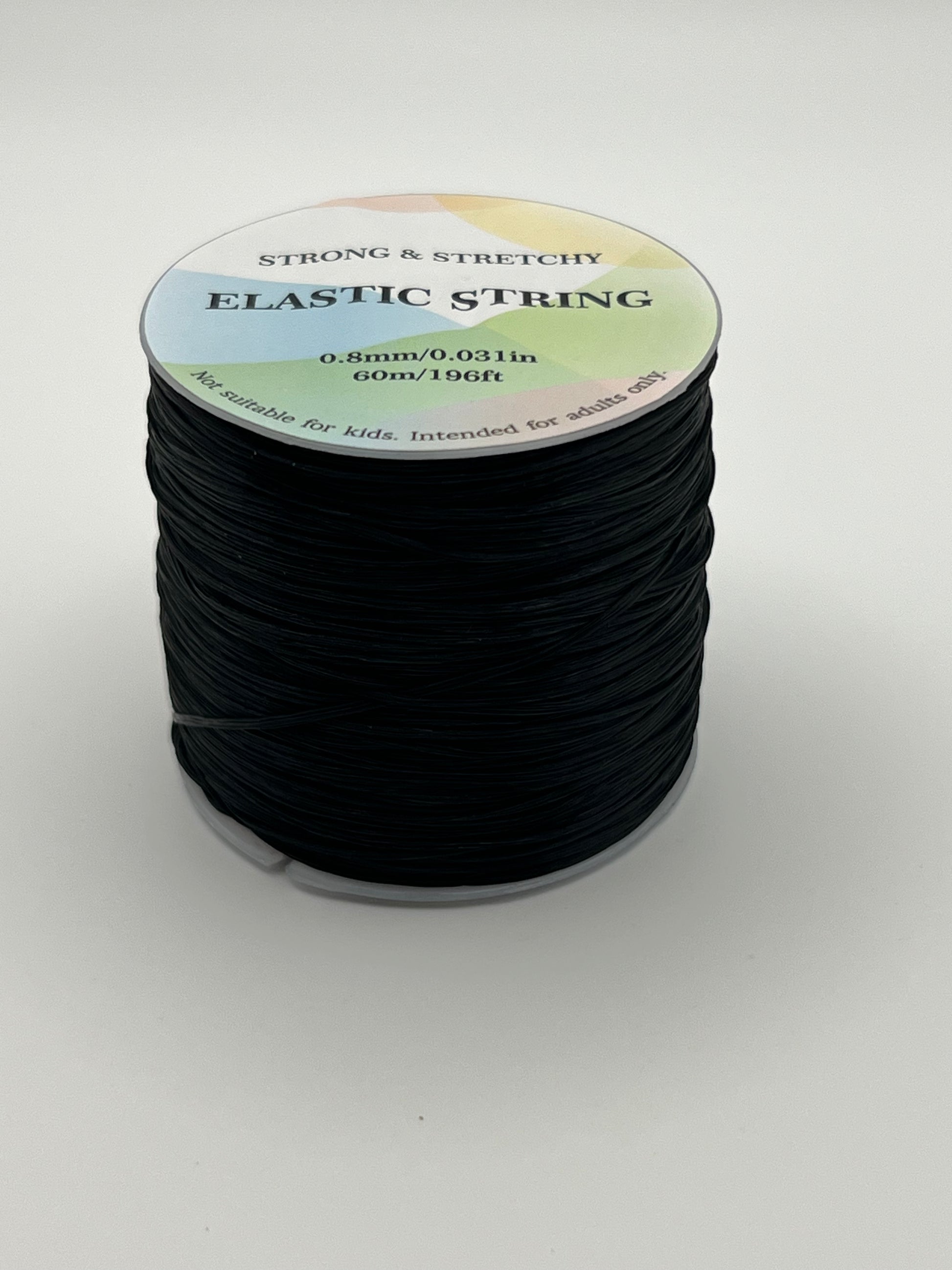 0.8mm Flat Elastic Crystal String in Black 60M/Roll