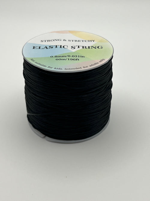0.8mm Flat Elastic Crystal String in Black 60M/Roll