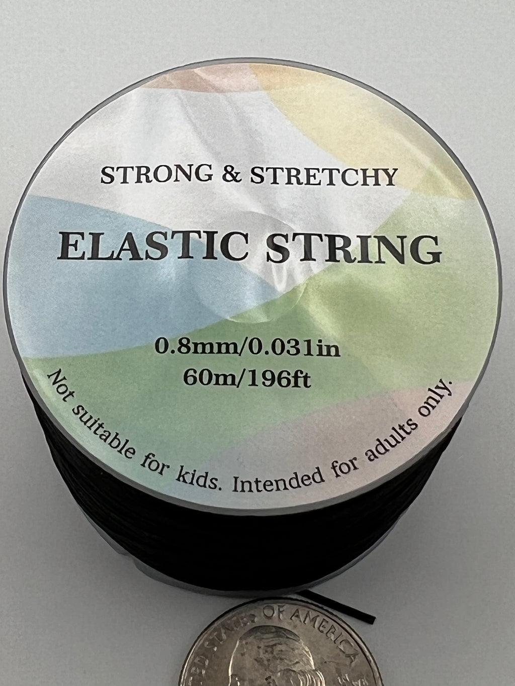 0.8mm Flat Elastic Crystal String in Black 60M/Roll