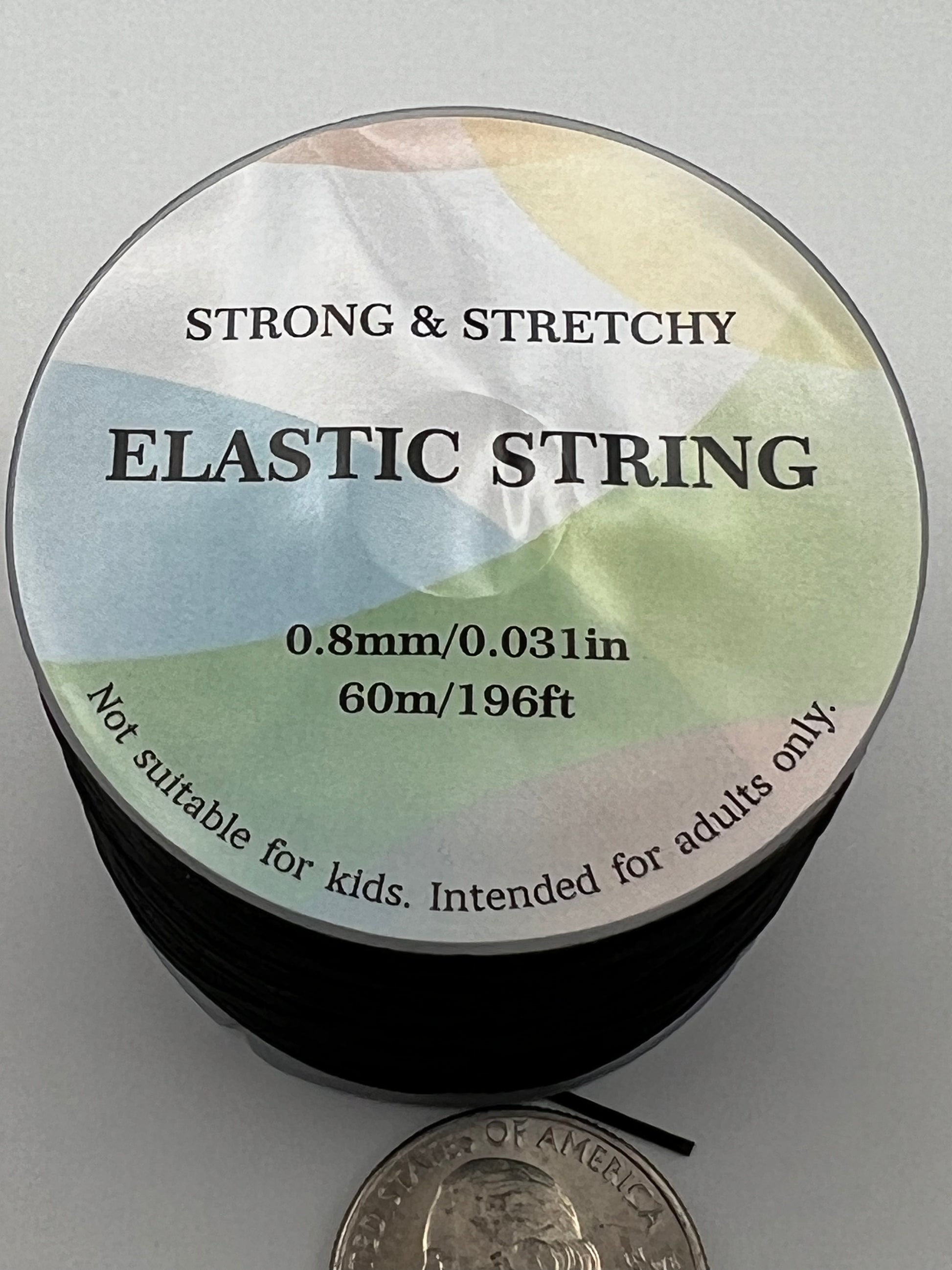 0.8mm Flat Elastic Crystal String in Black 60M/Roll