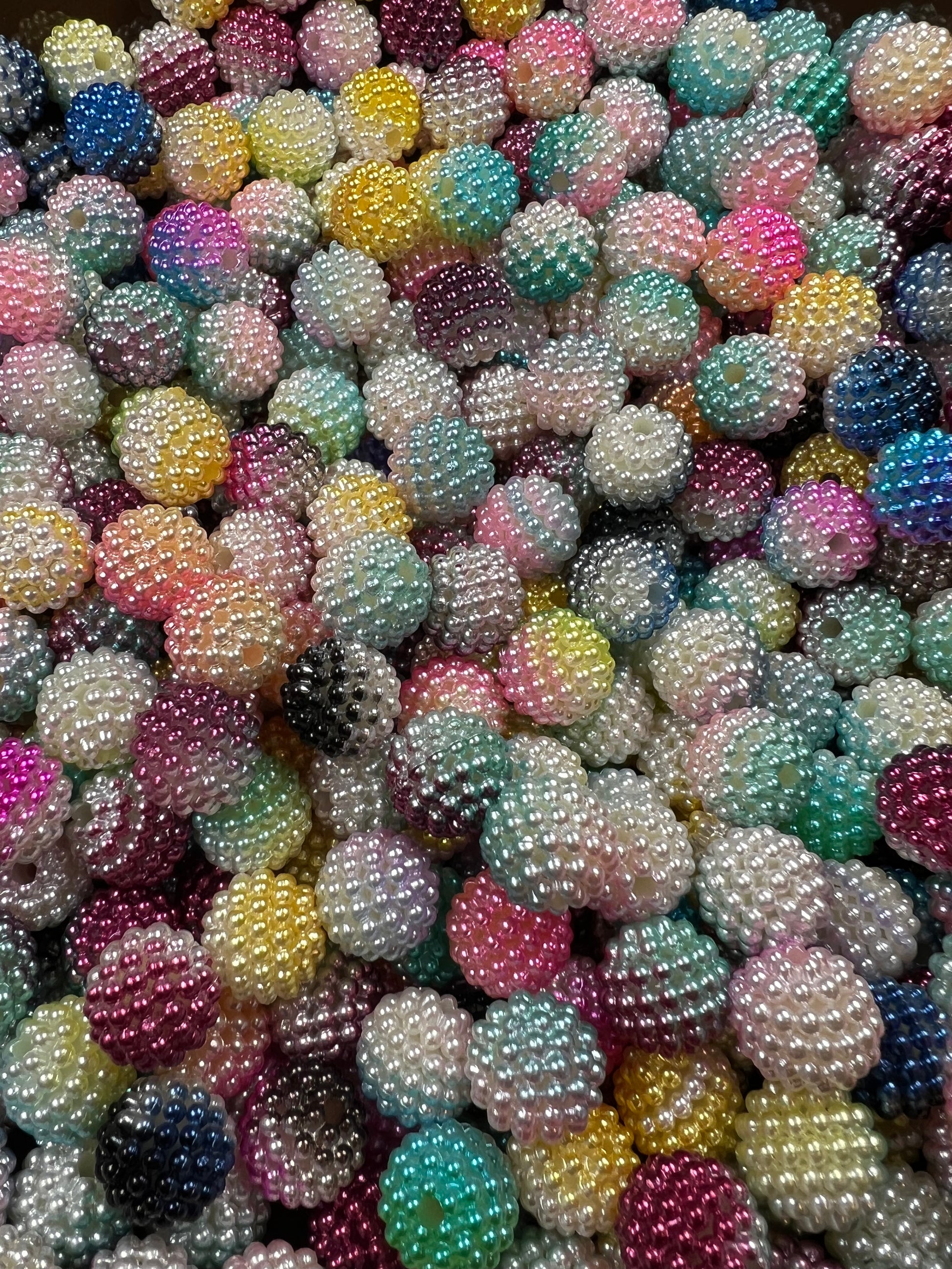 20 15mm Acrylic Berry Beads Mixed Colors