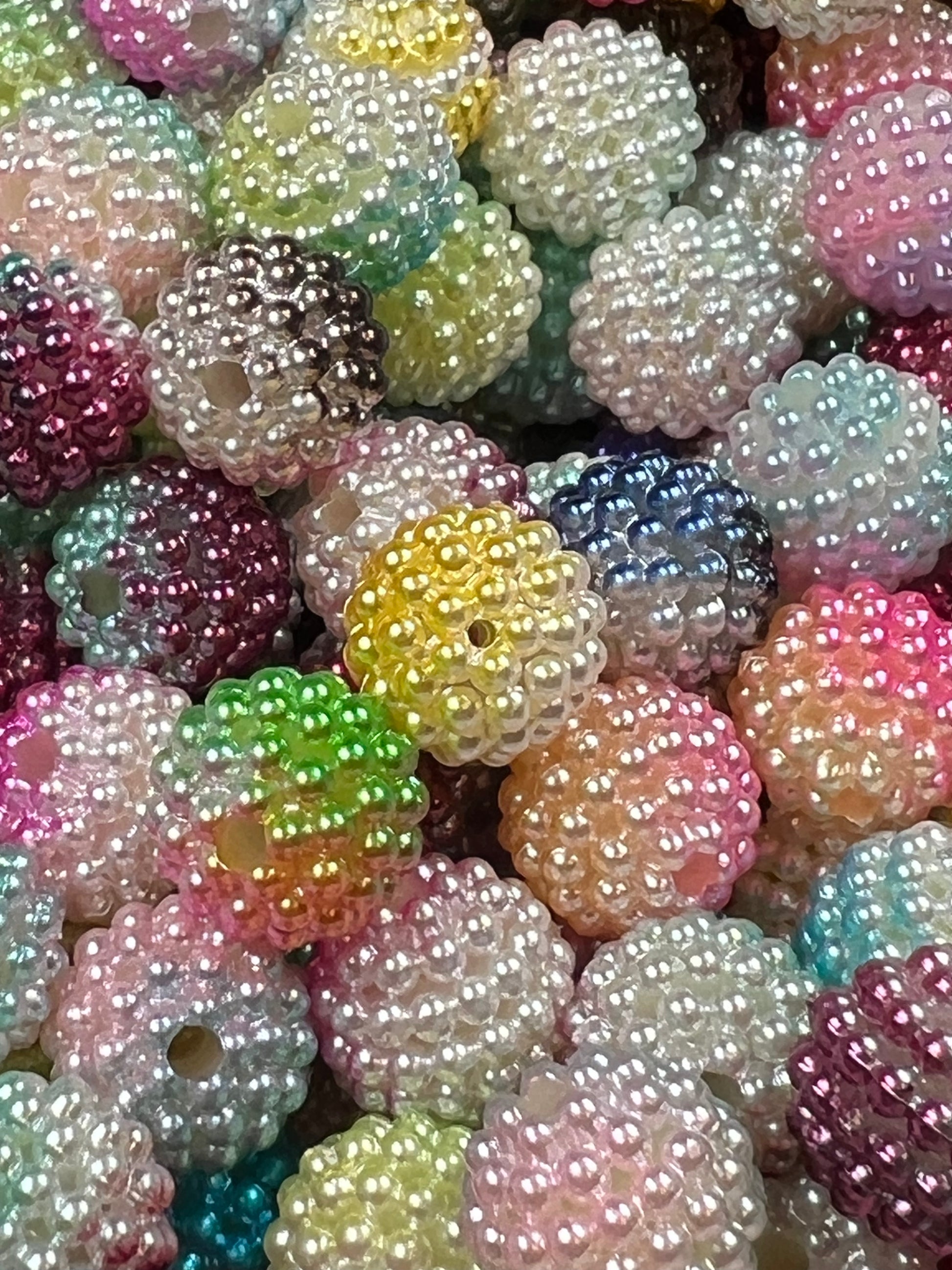 20 15mm Acrylic Berry Beads Mixed Colors