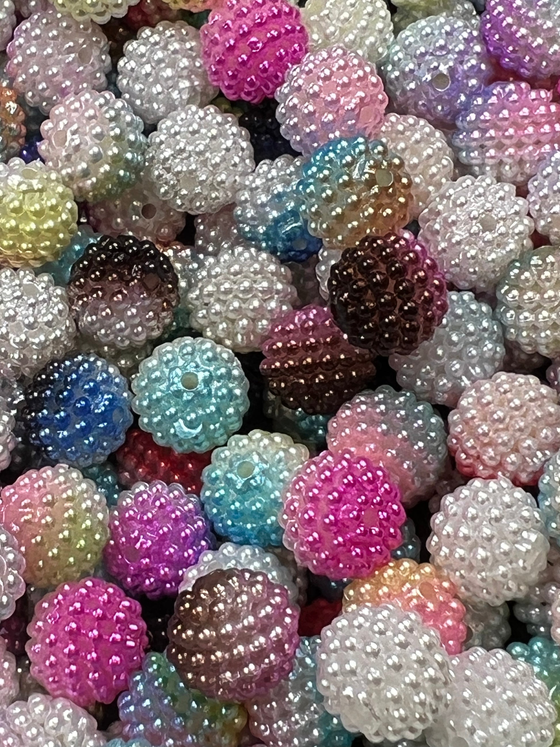 25 12mm Acrylic Berry Beads in Mixed Colors