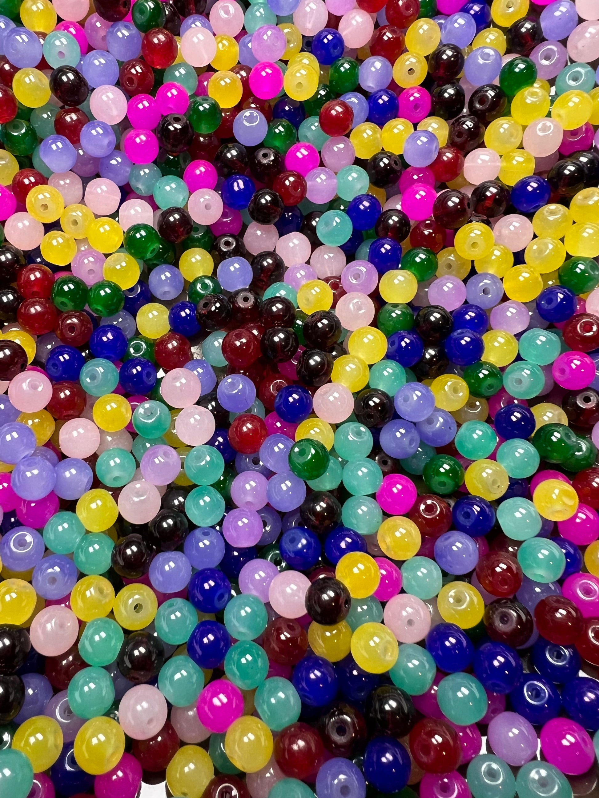 50 8mm Imitation Jade Glass Beads Mixed Colors