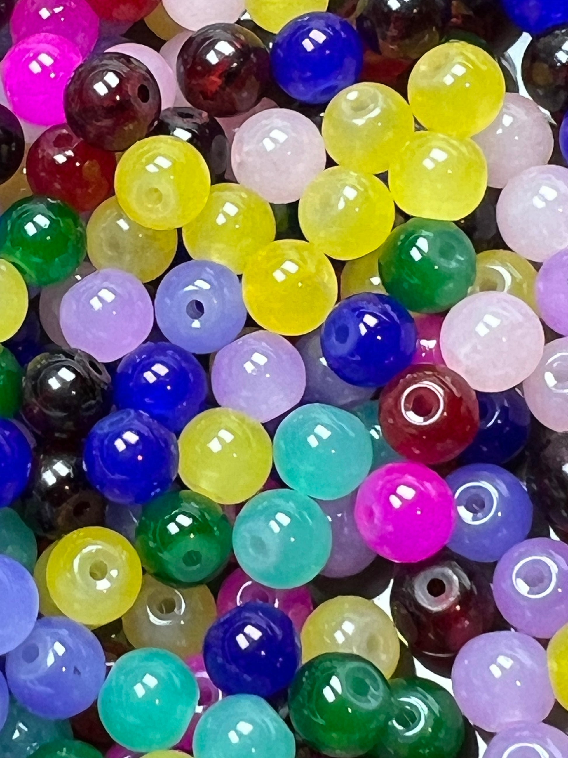 50 8mm Imitation Jade Glass Beads Mixed Colors