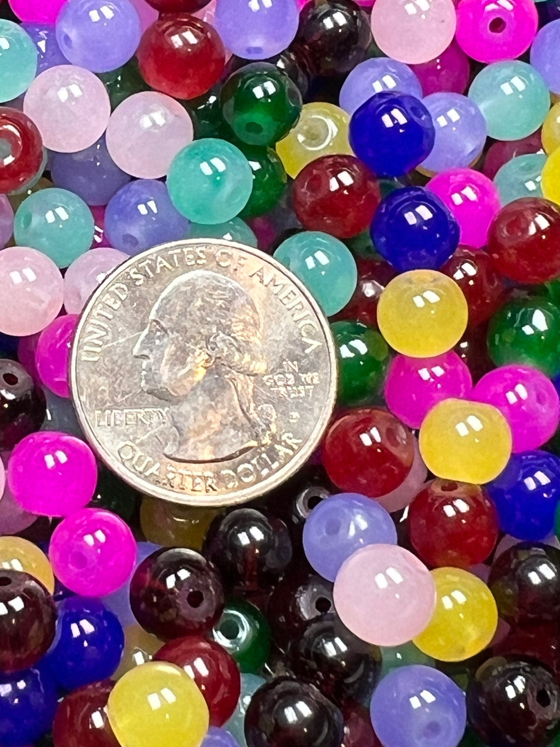 50 8mm Imitation Jade Glass Beads Mixed Colors