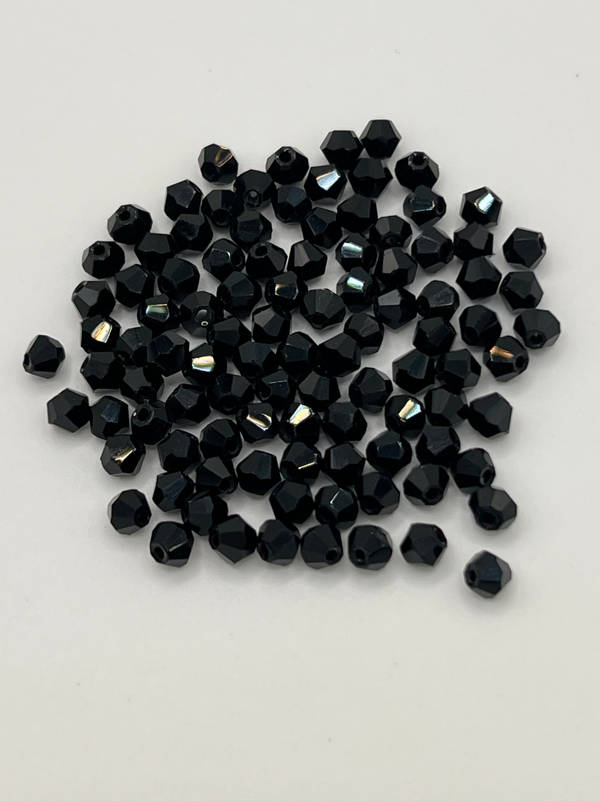 100 mm Glass Faceted Bicone Beads Black