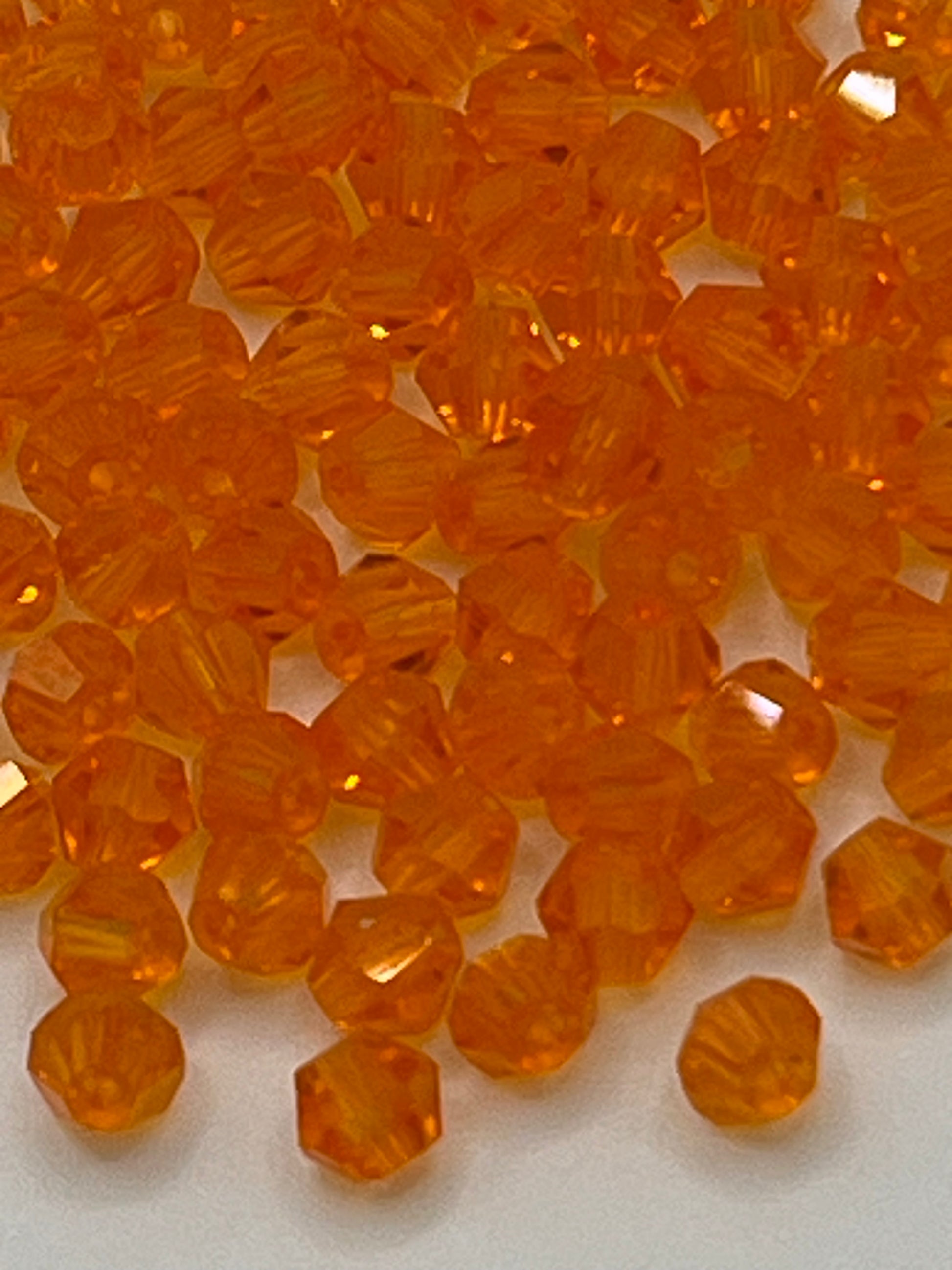 100 4mm Glass Faceted Bicone Beads Orange