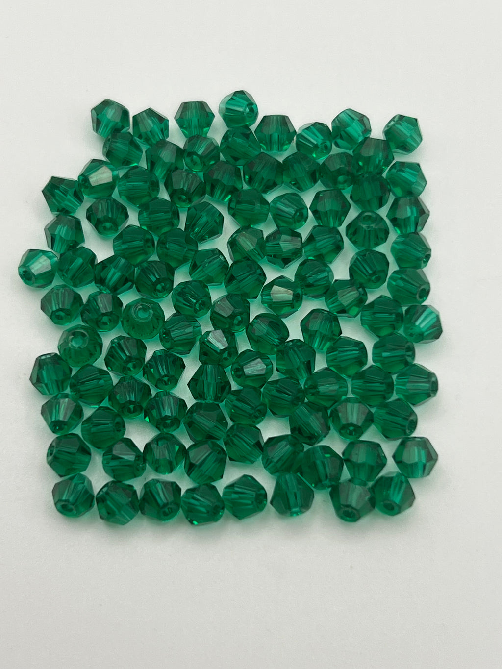 100 4mm Glass Faceted Bicone Beads Green