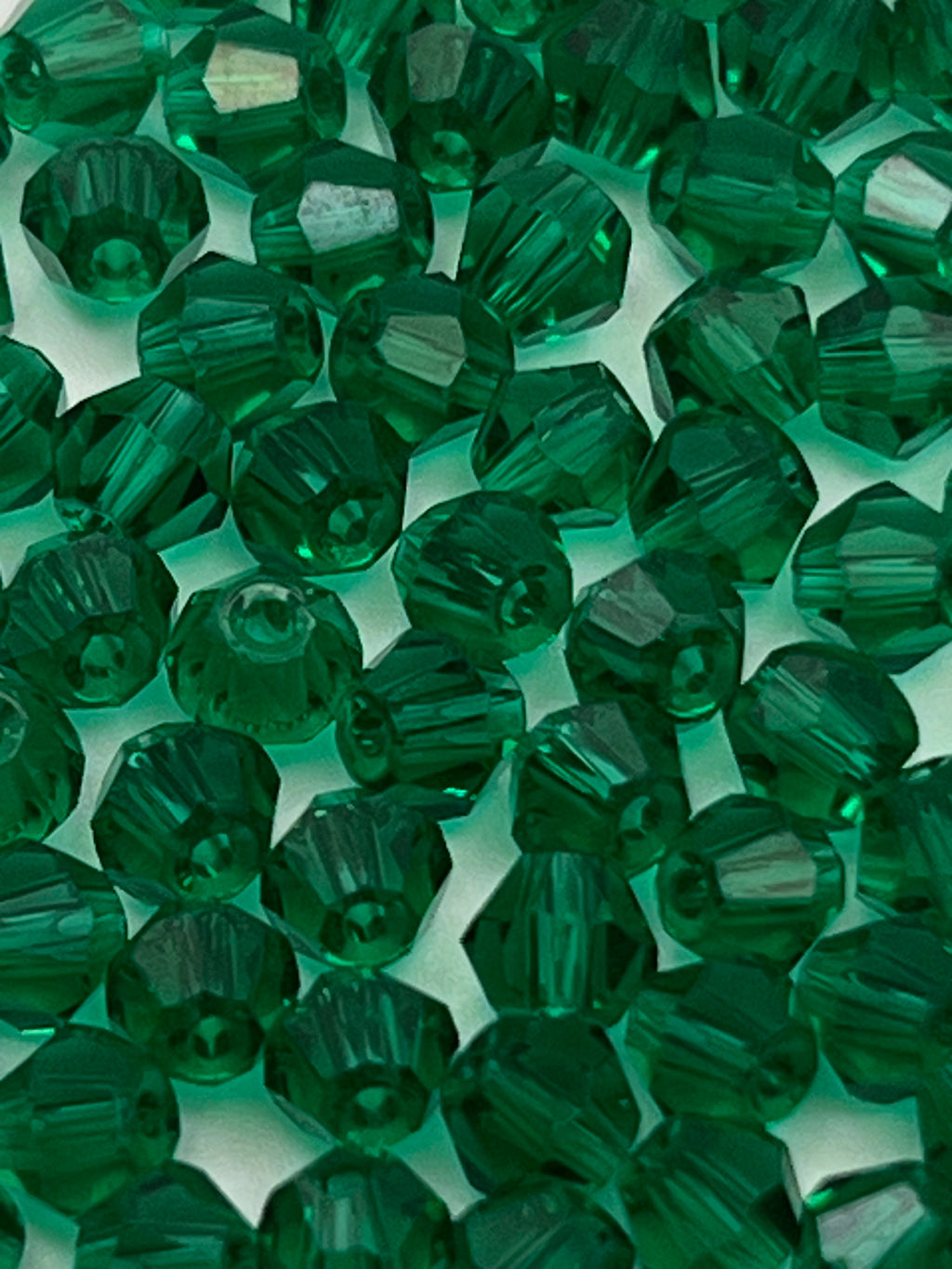 100 4mm Glass Faceted Bicone Beads Green