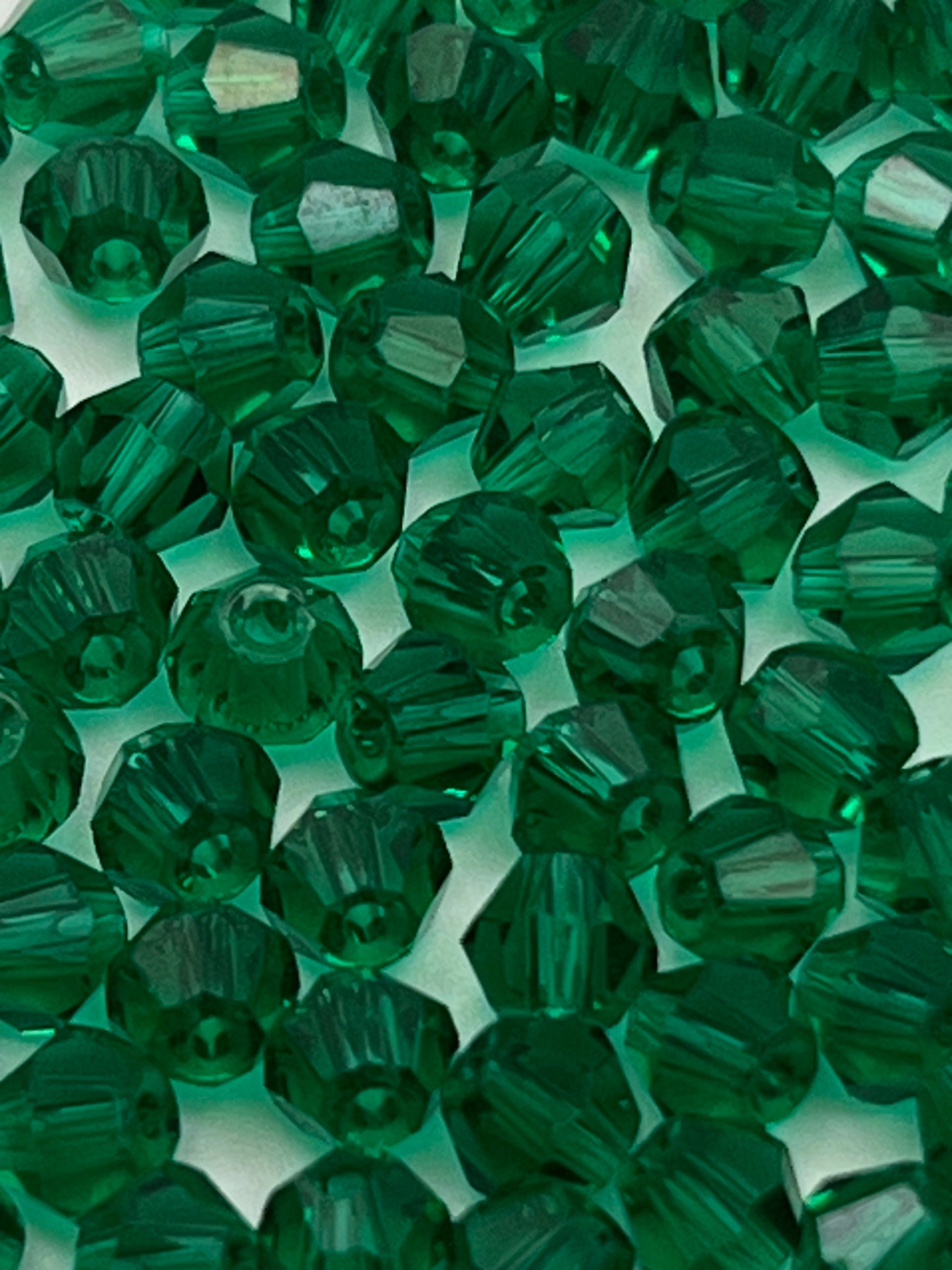 100 4mm Glass Faceted Bicone Beads Green