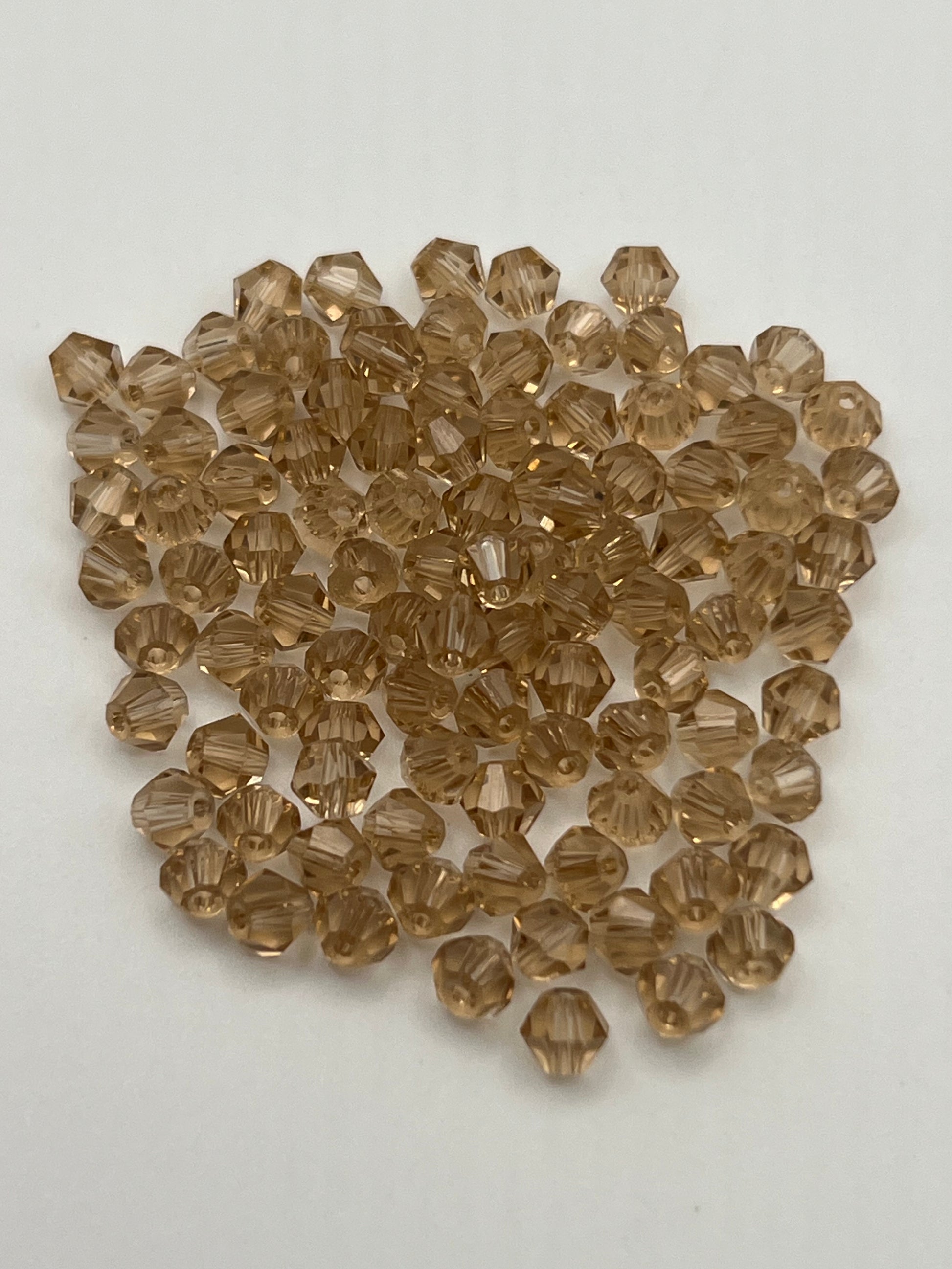 100 4mm Glass Faceted Bicone Beads Tan