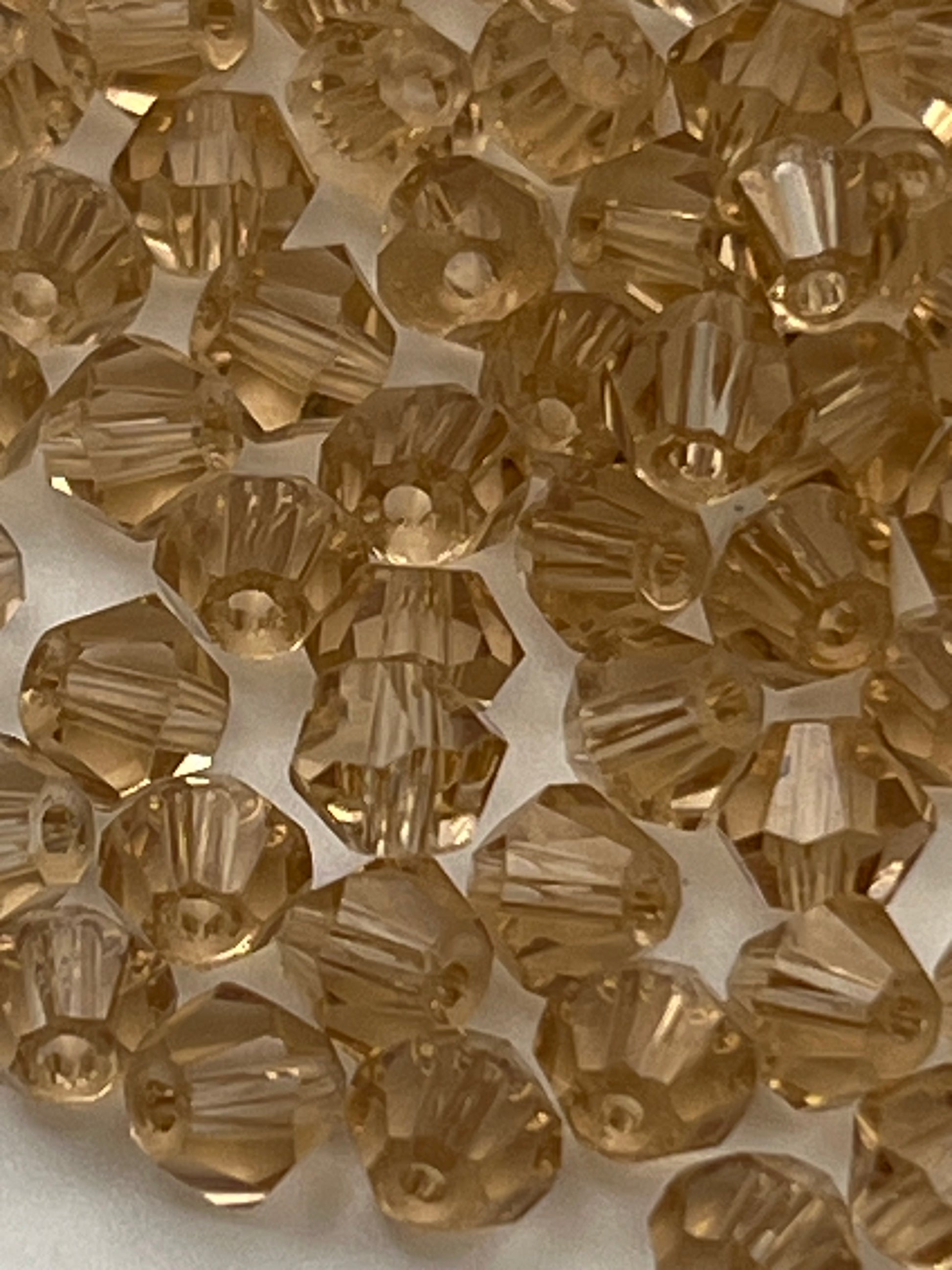 100 4mm Glass Faceted Bicone Beads Tan