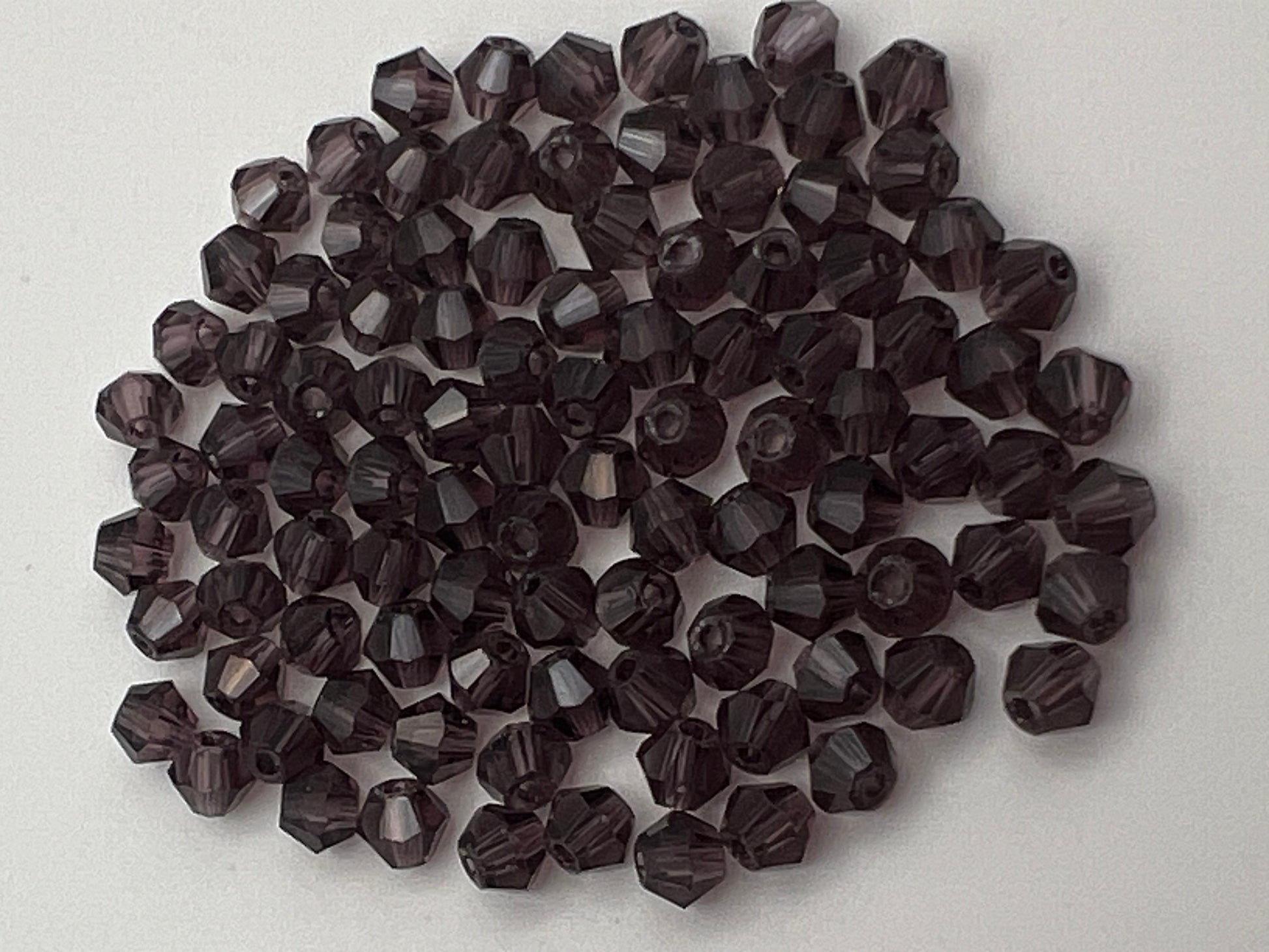 100 4mm Glass Faceted Bicone Beads Purple
