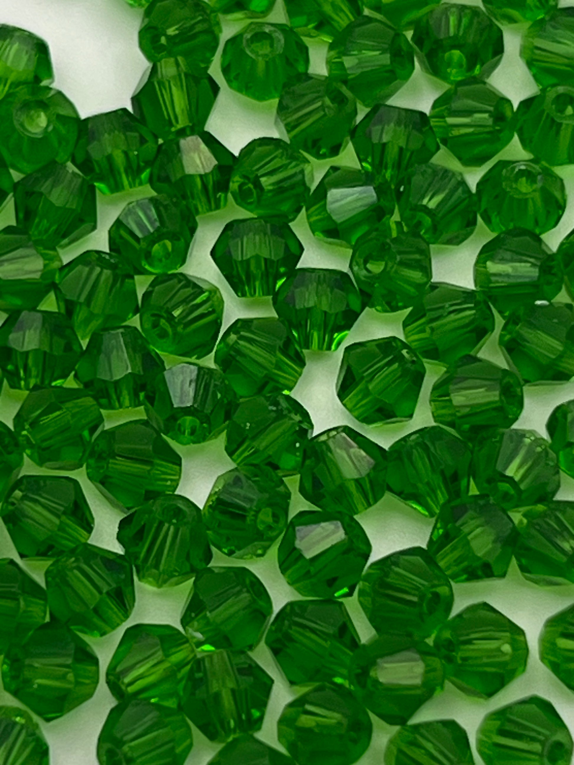 100 4mm Faceted Glass Bicone Beads Lime Green