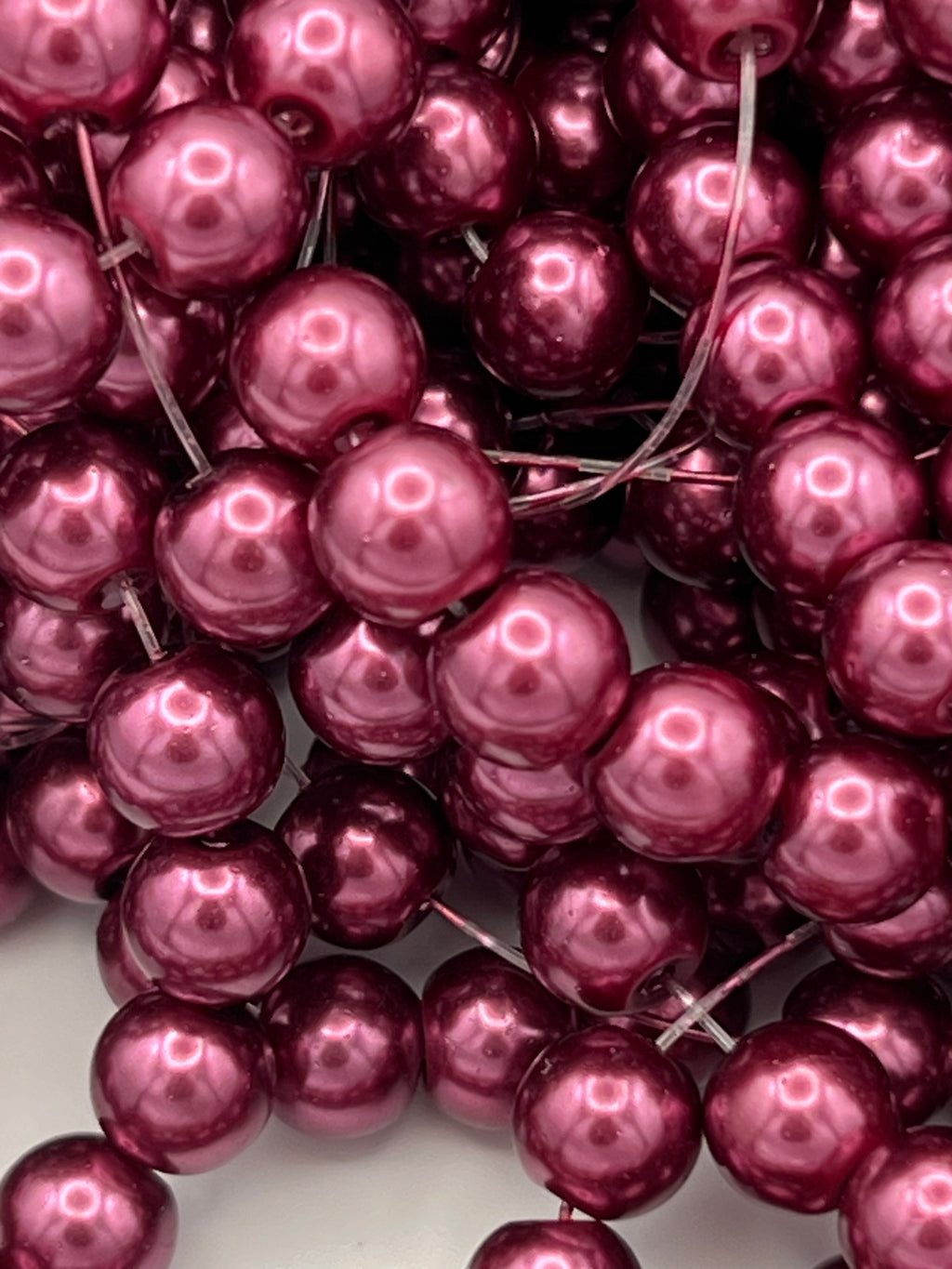 50 8mm Glass Pearl Beads Medium Red Violet