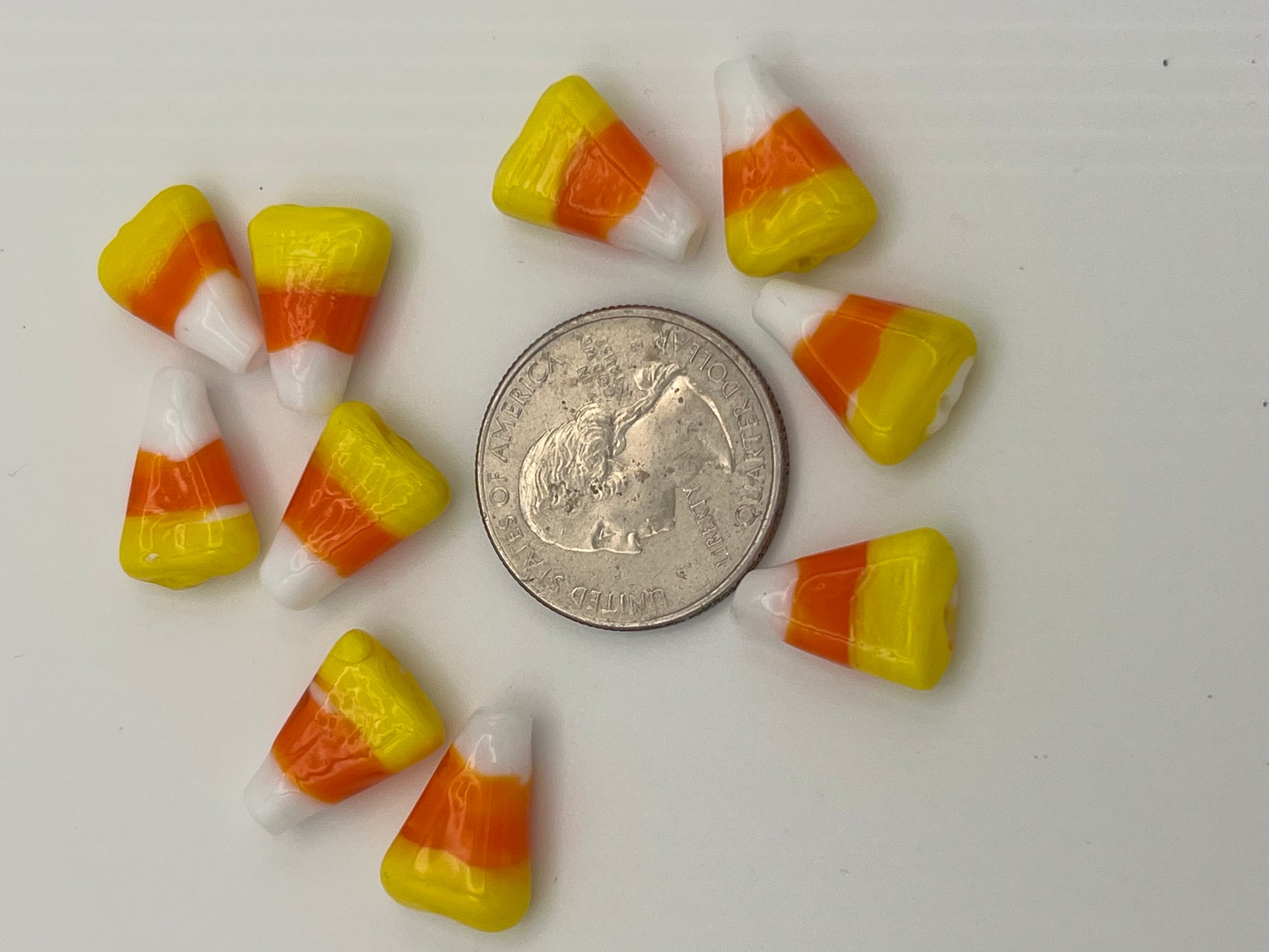 10 Lampwork Glass Halloween Candy Corn Beads