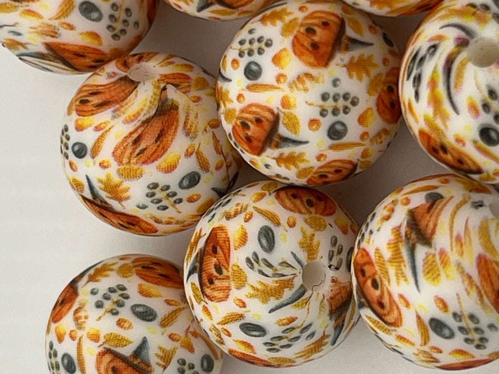 10 15mm Halloween Silicone Beads Pumpkin