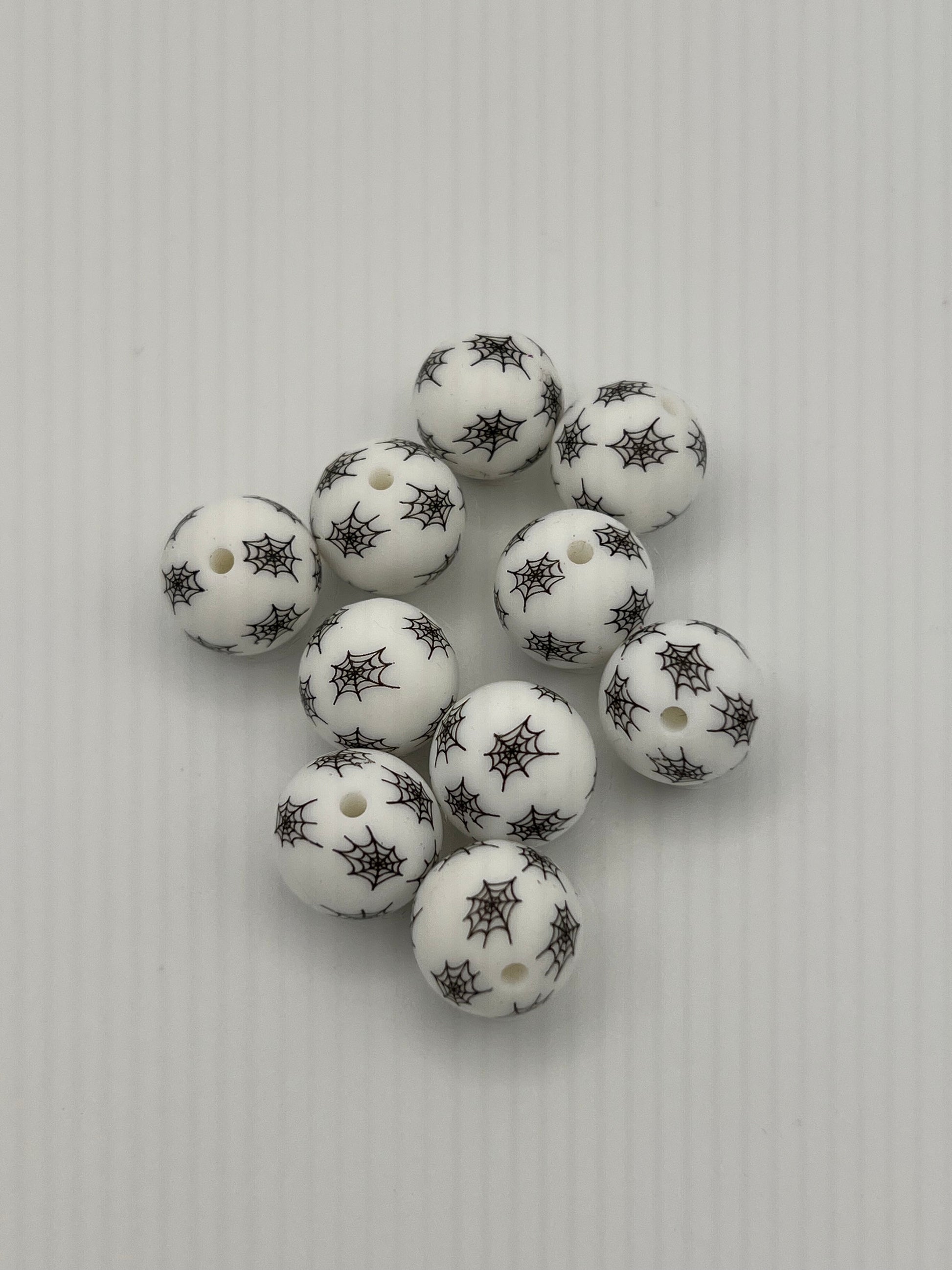 10 15mm Silicone Beads Spider Webs