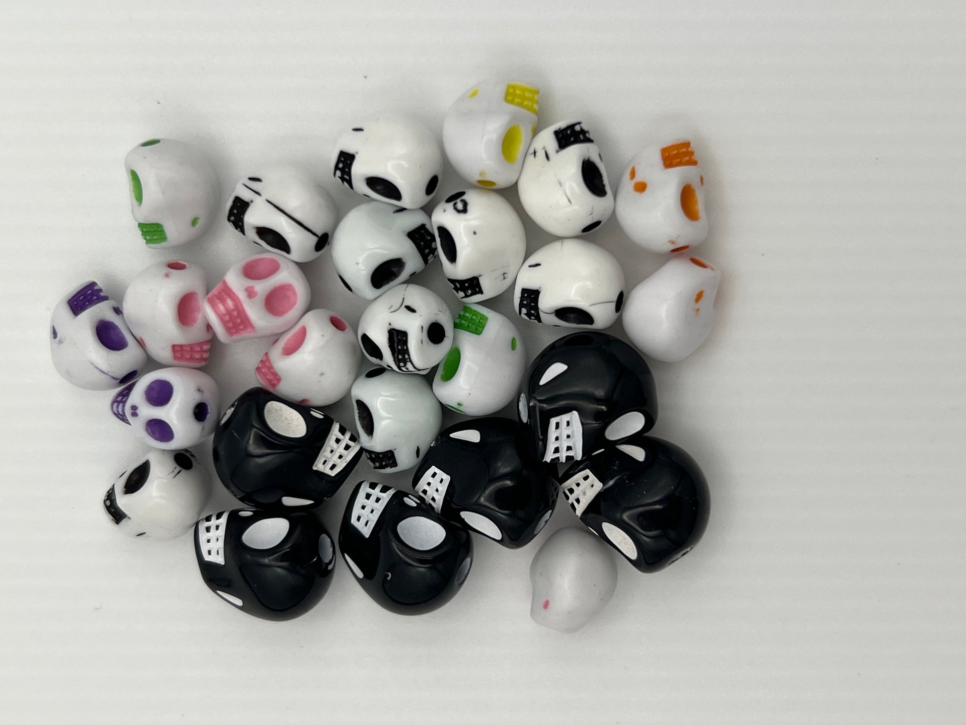 26 Acrylic Skull Beads Mixed Colors