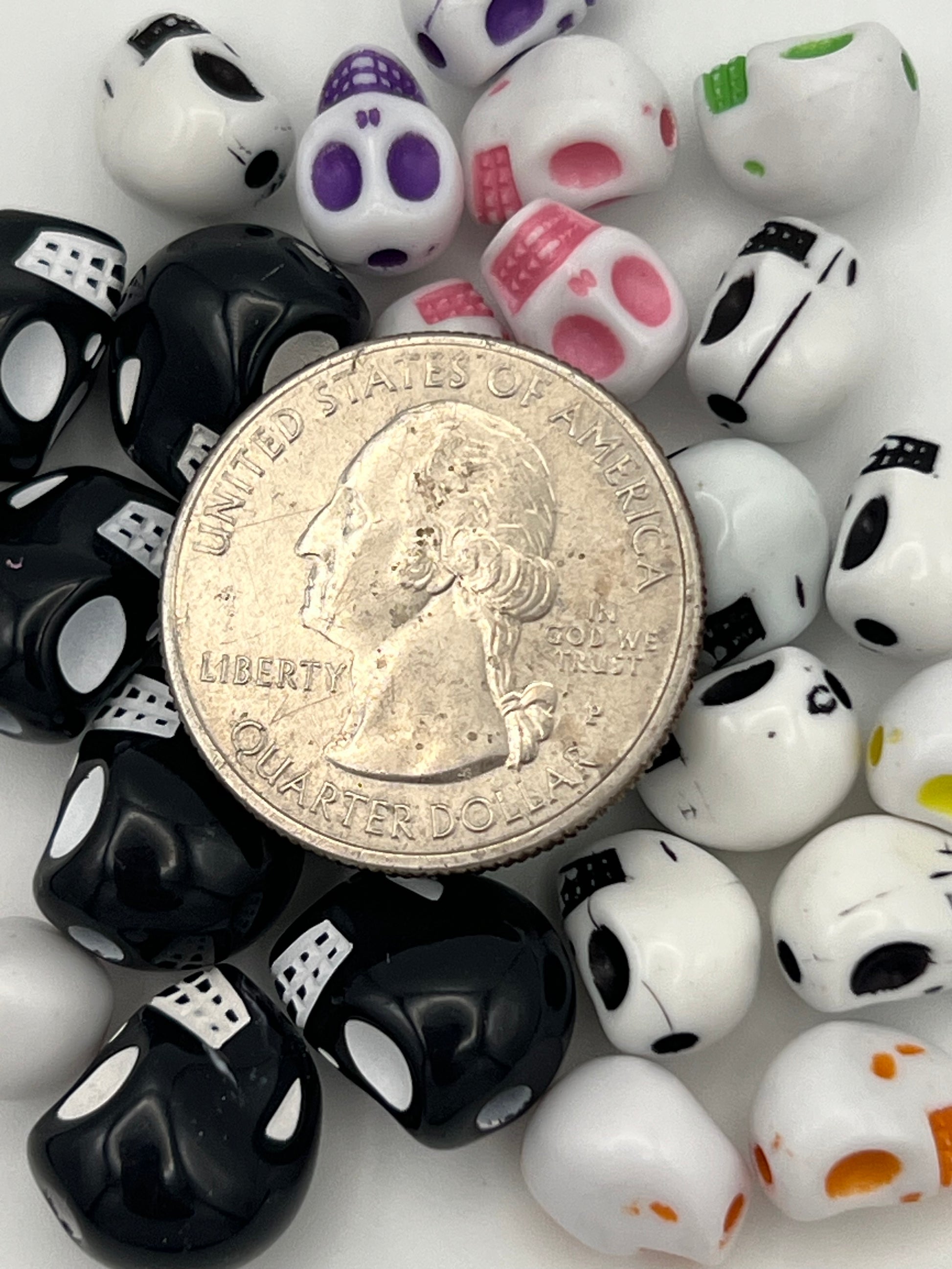 26 Acrylic Skull Beads Mixed Colors