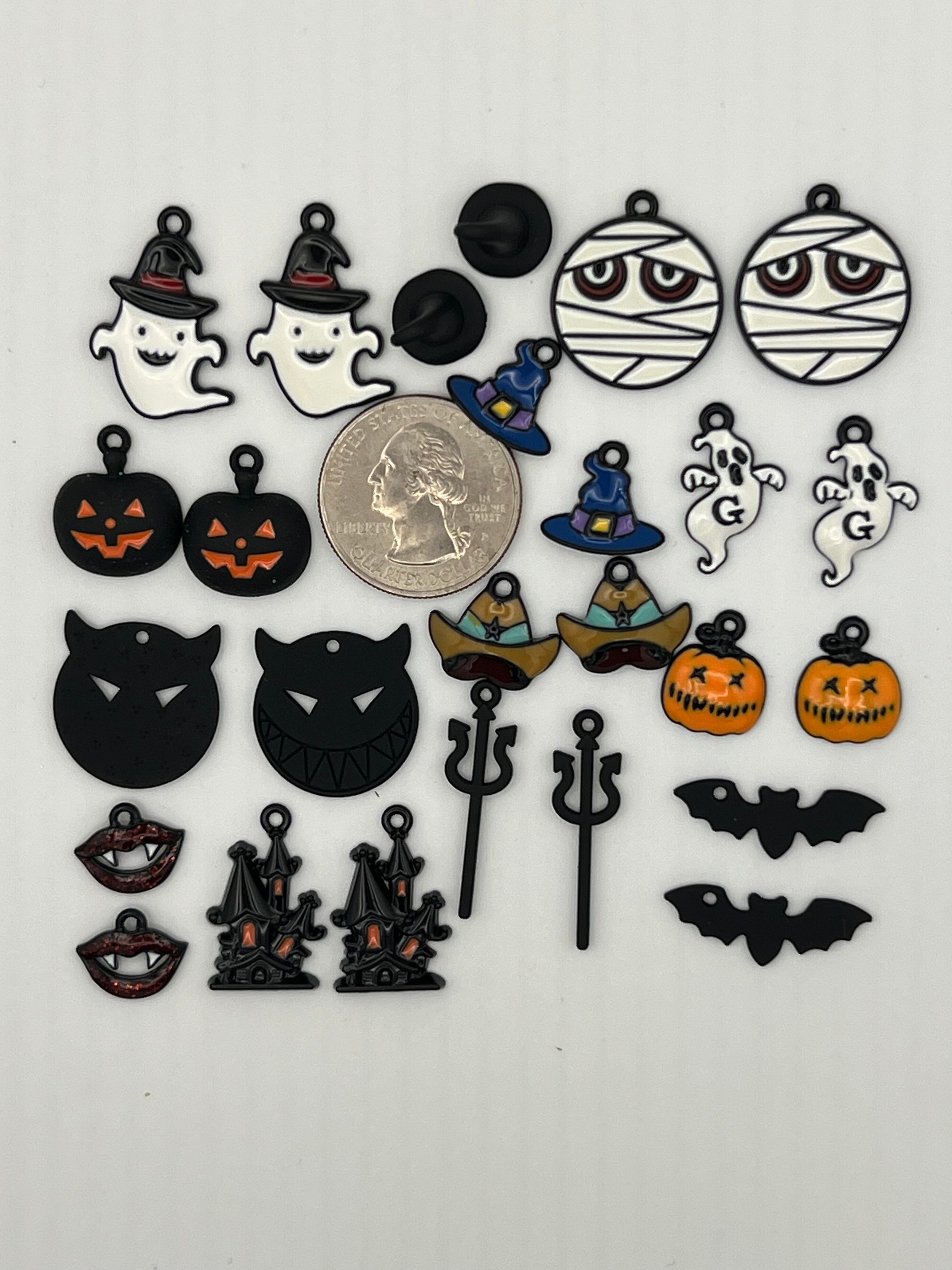26 Enamel Halloween Pendants in Gunmetal 13 Different Designs