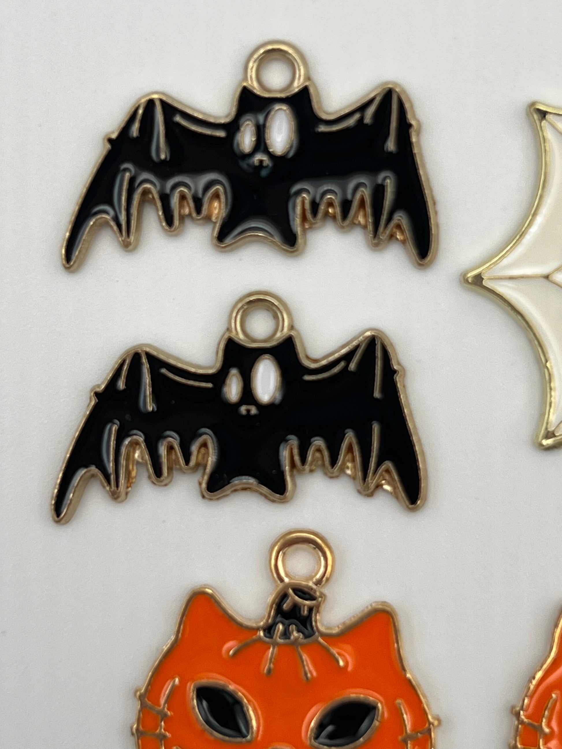 12 Enamel Halloween Pendants in Light Golden 6 Different Designs