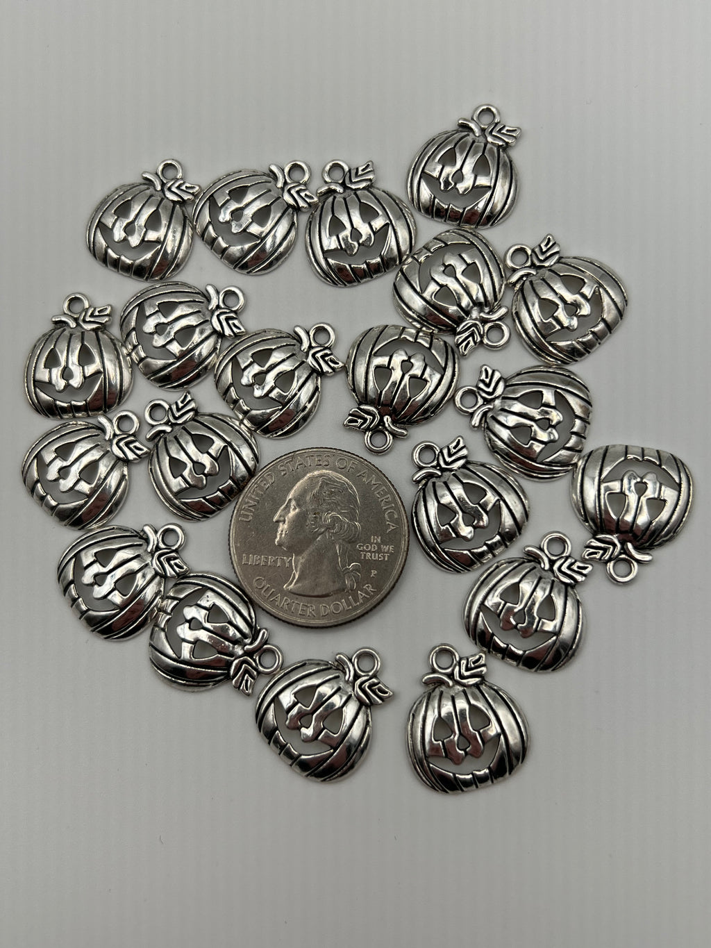 20 Tibetan Style Halloween Jack-O-Lantern Pendants Antique Silver