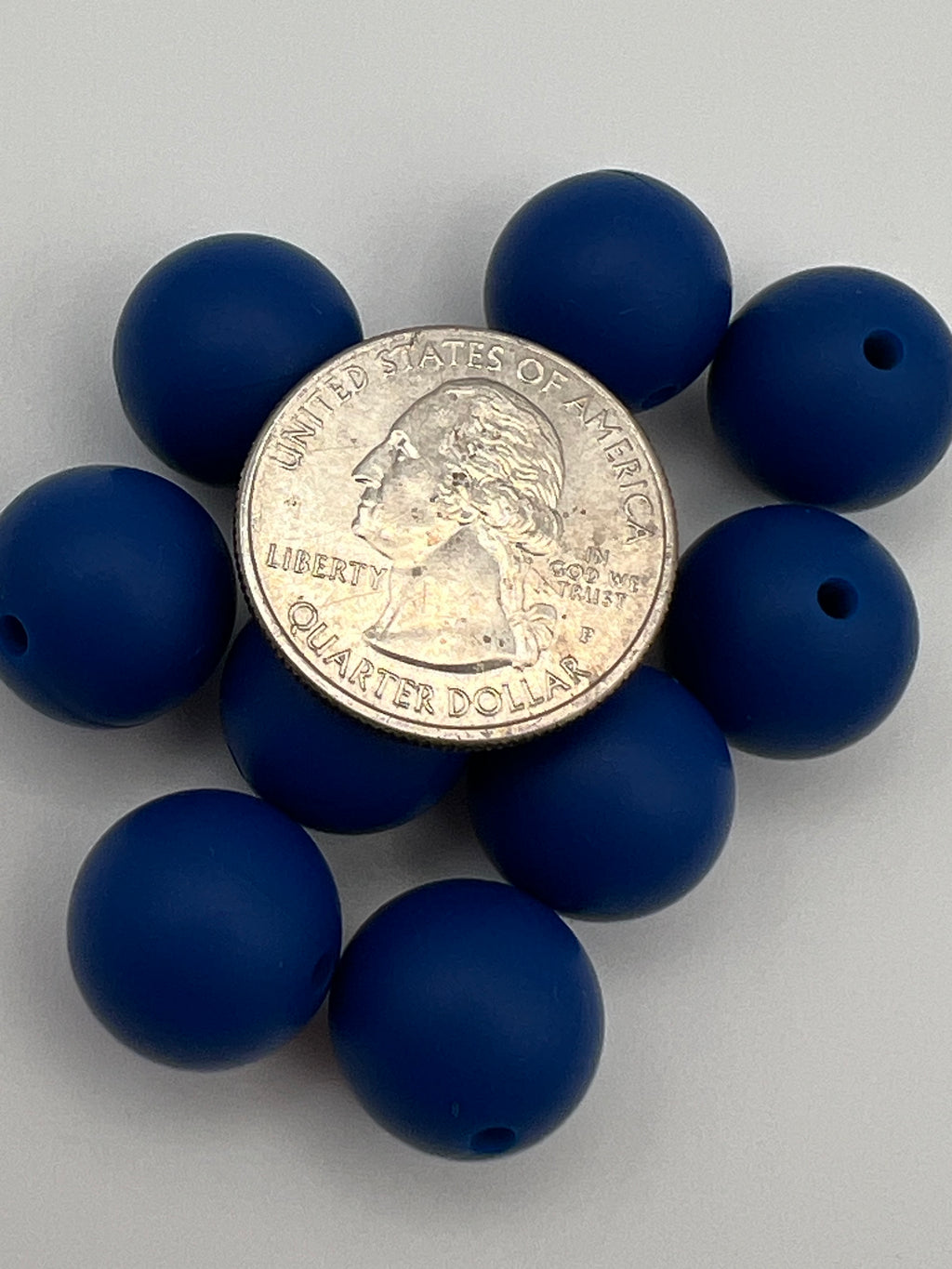 10 15mm Round Silicone Beads Marine Blue