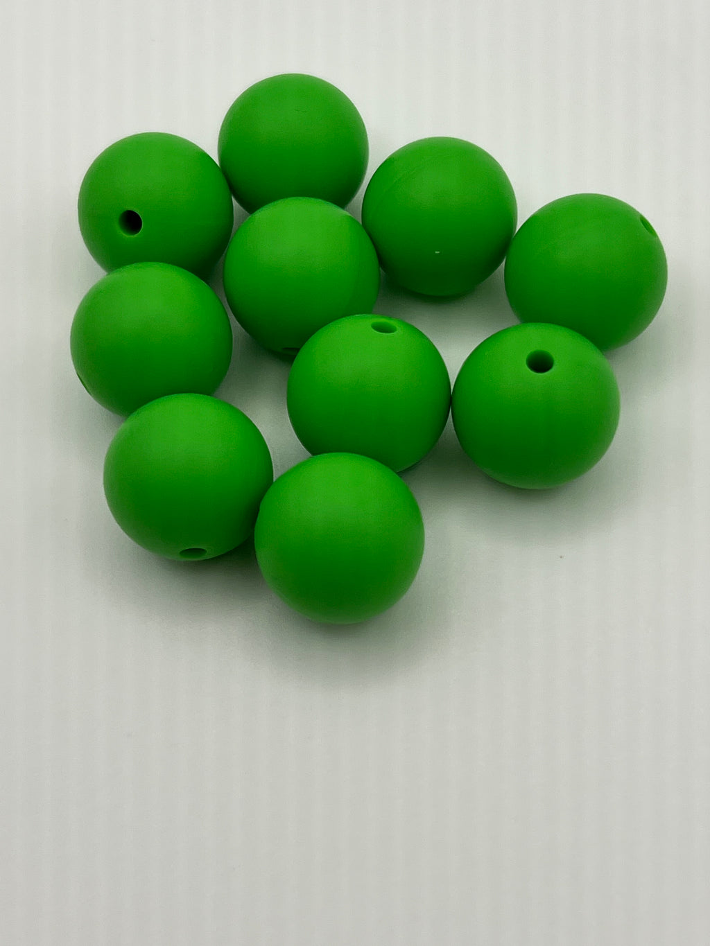10 15mm Round Silicone Beads Lime Green