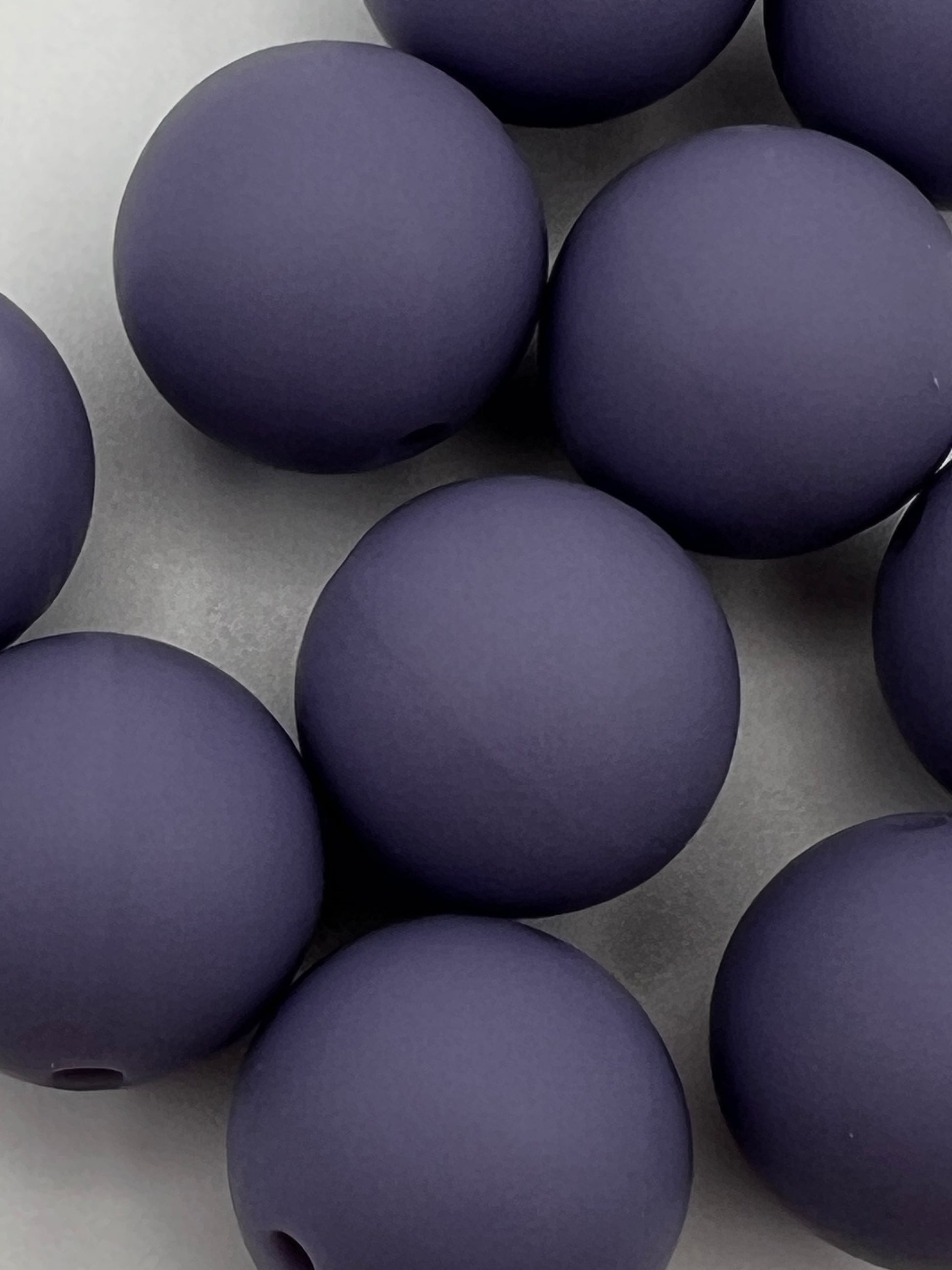 10 15mm Round Silicone Beads Slate Blue