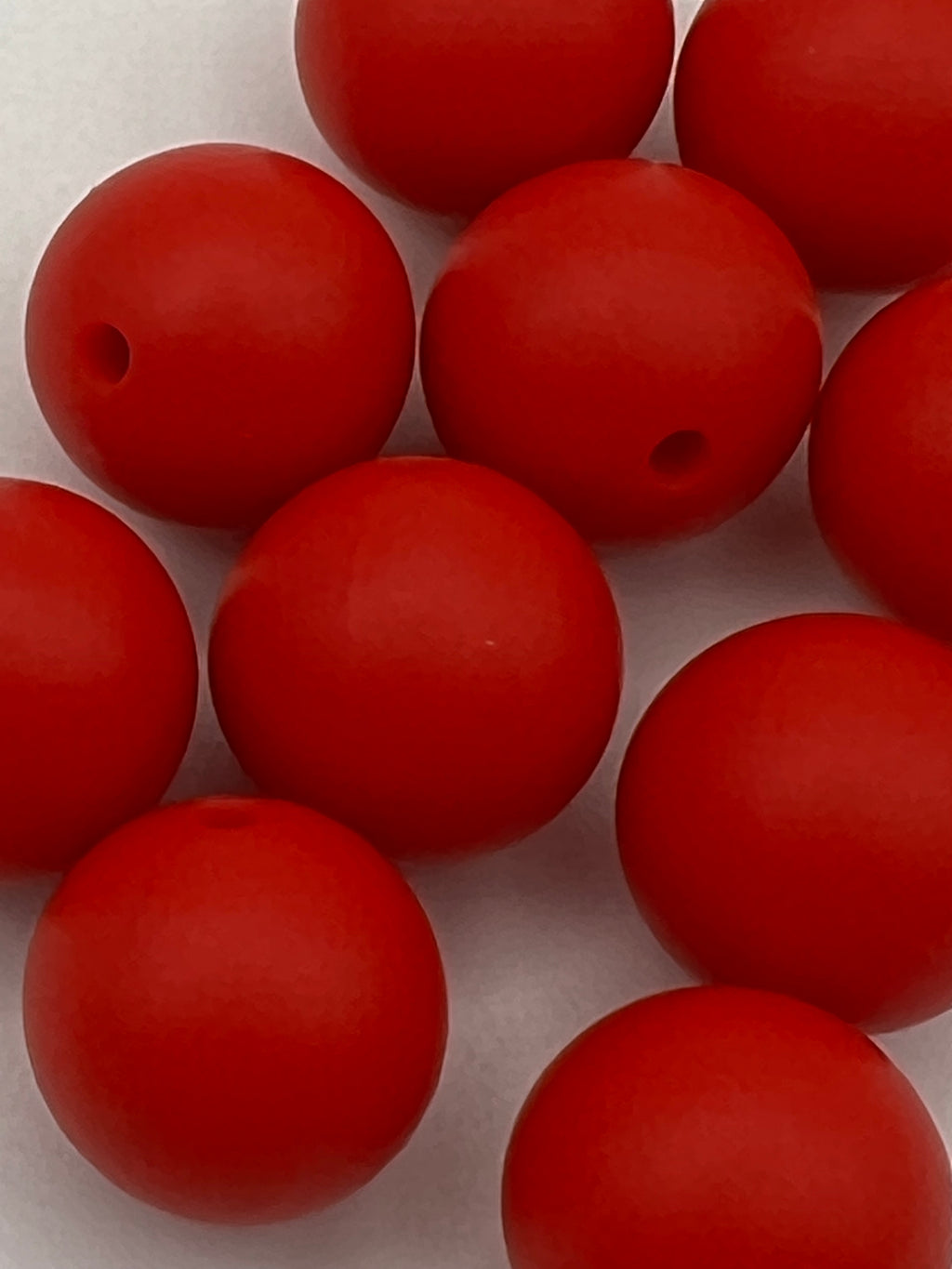 10 15mm Round Silicone Beads Red