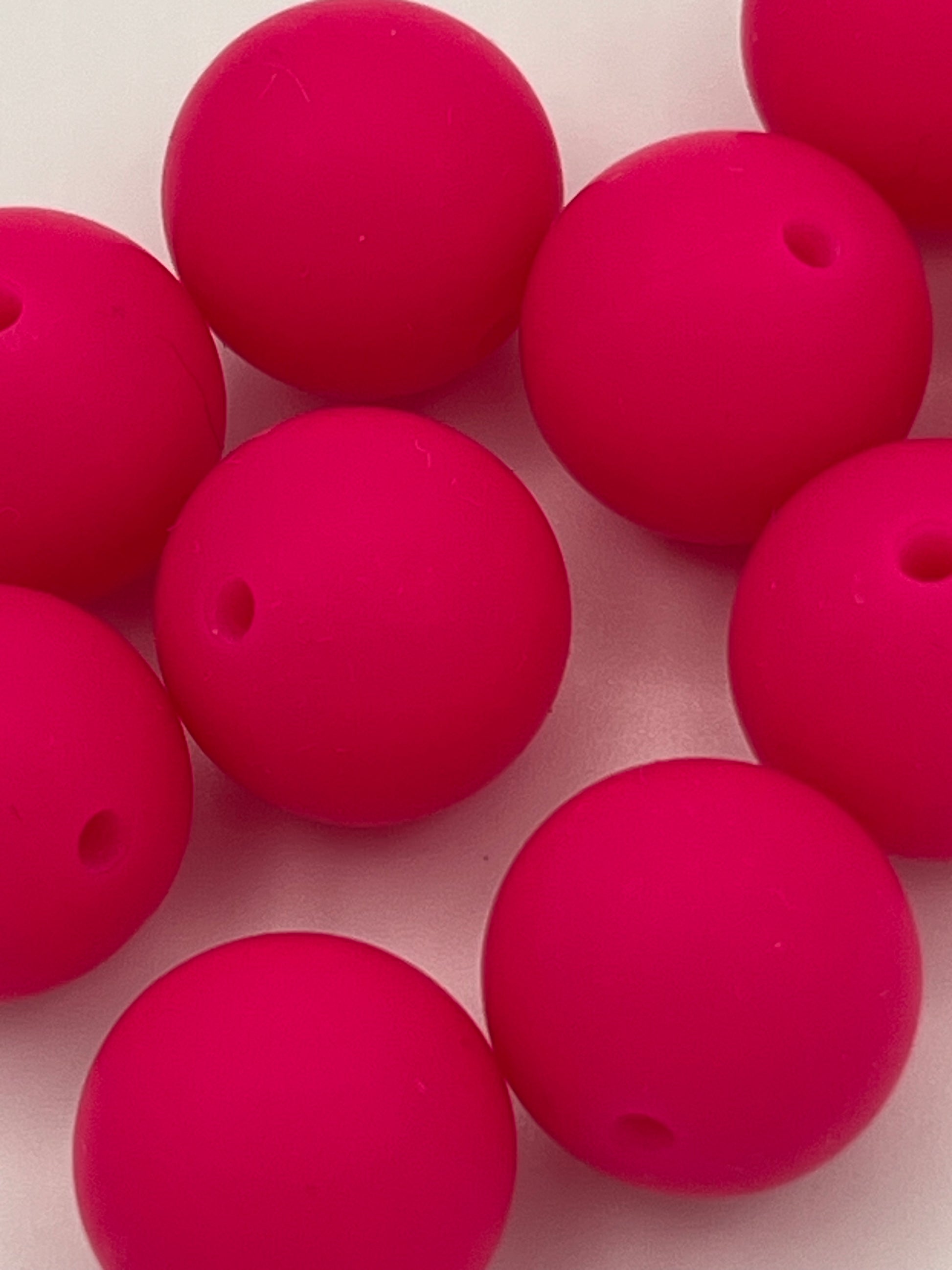 10 15mm Silicone Beads Deep Pink