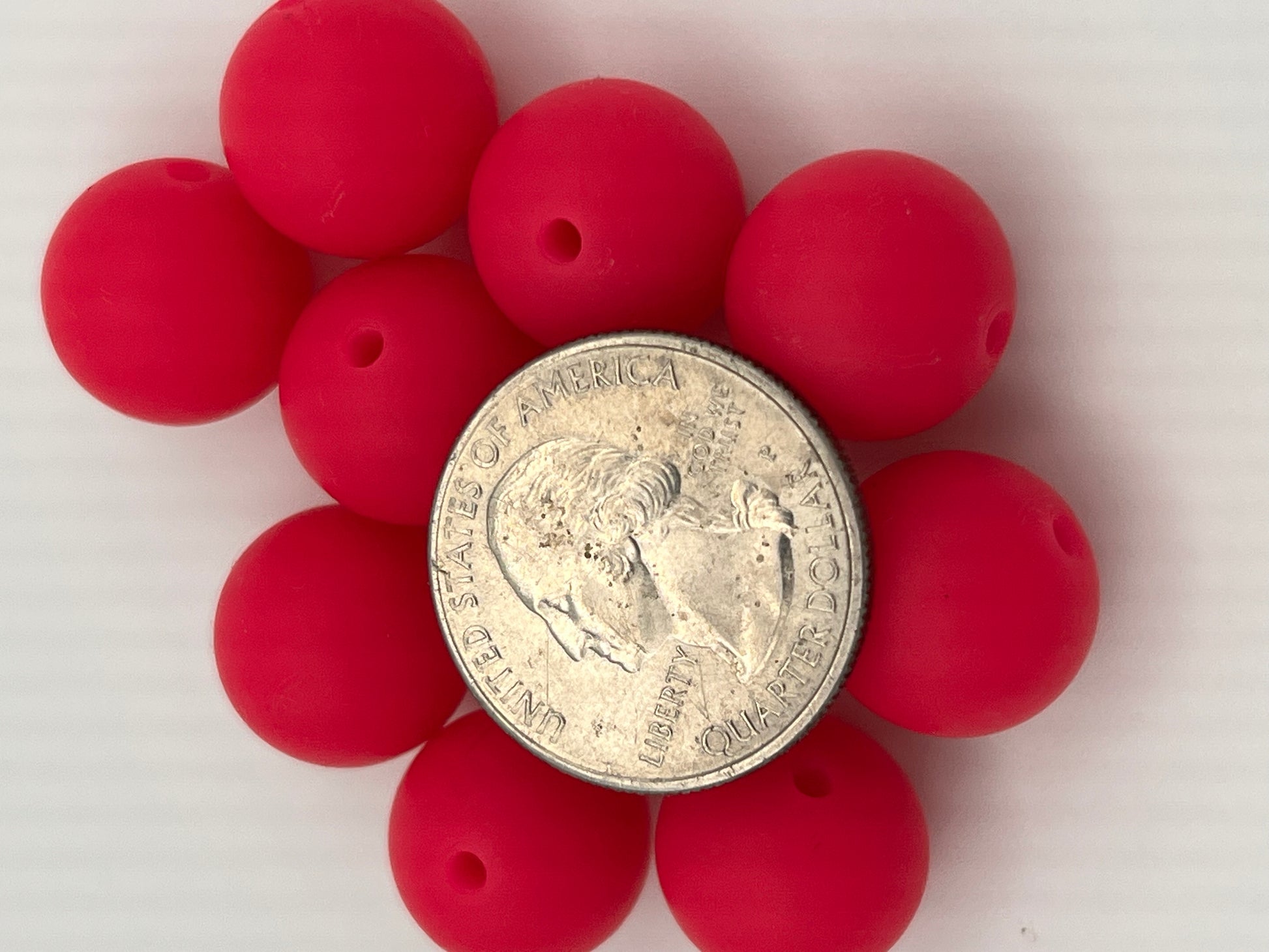 10 15mm Silicone Beads Deep Pink