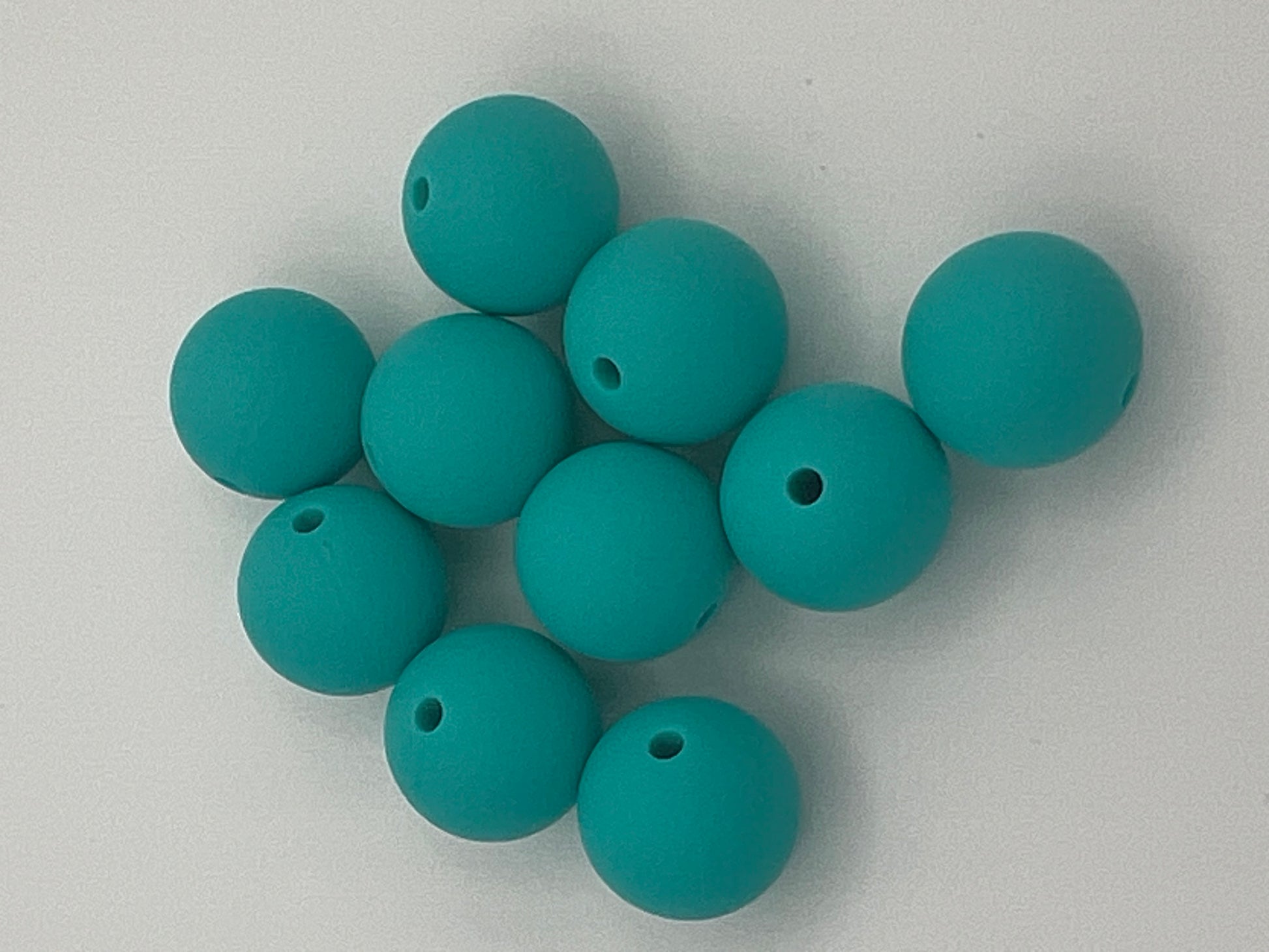 10 15mm Round Silicone Beads Turquoise