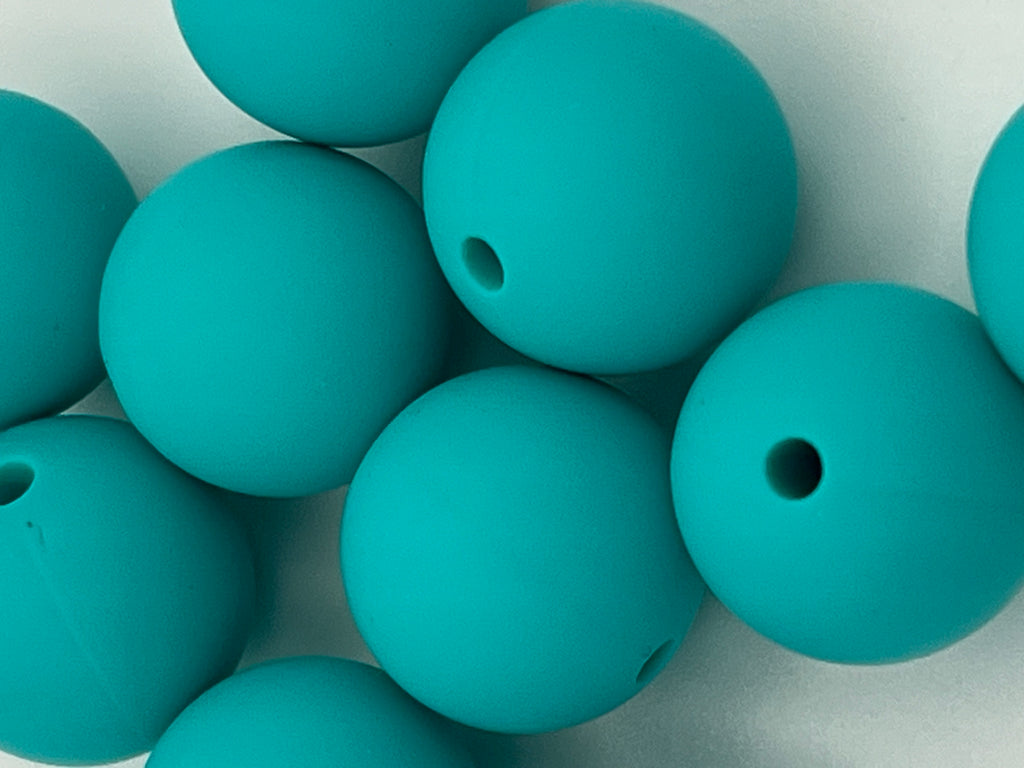 10 15mm Round Silicone Beads Turquoise