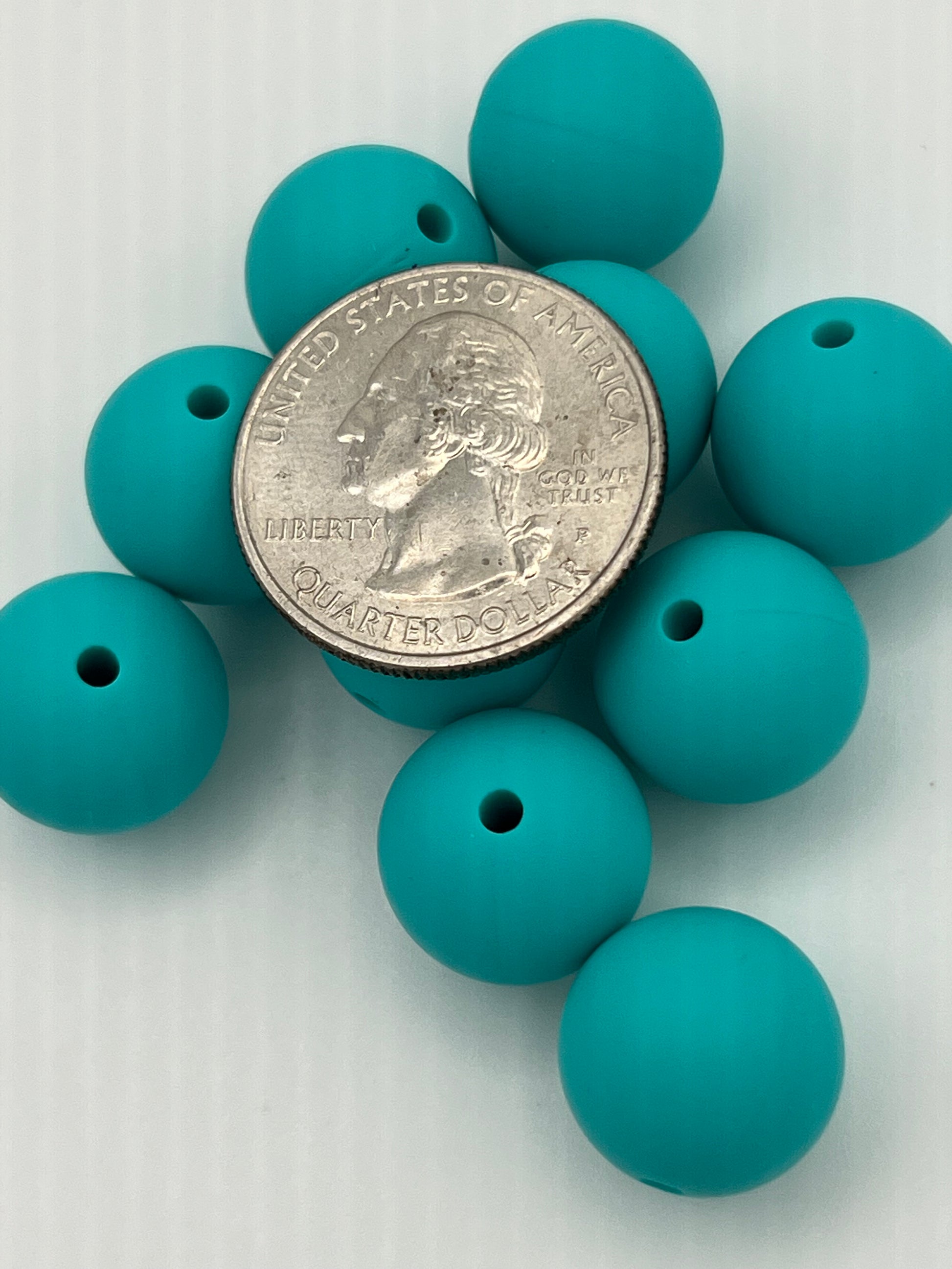 10 15mm Round Silicone Beads Turquoise