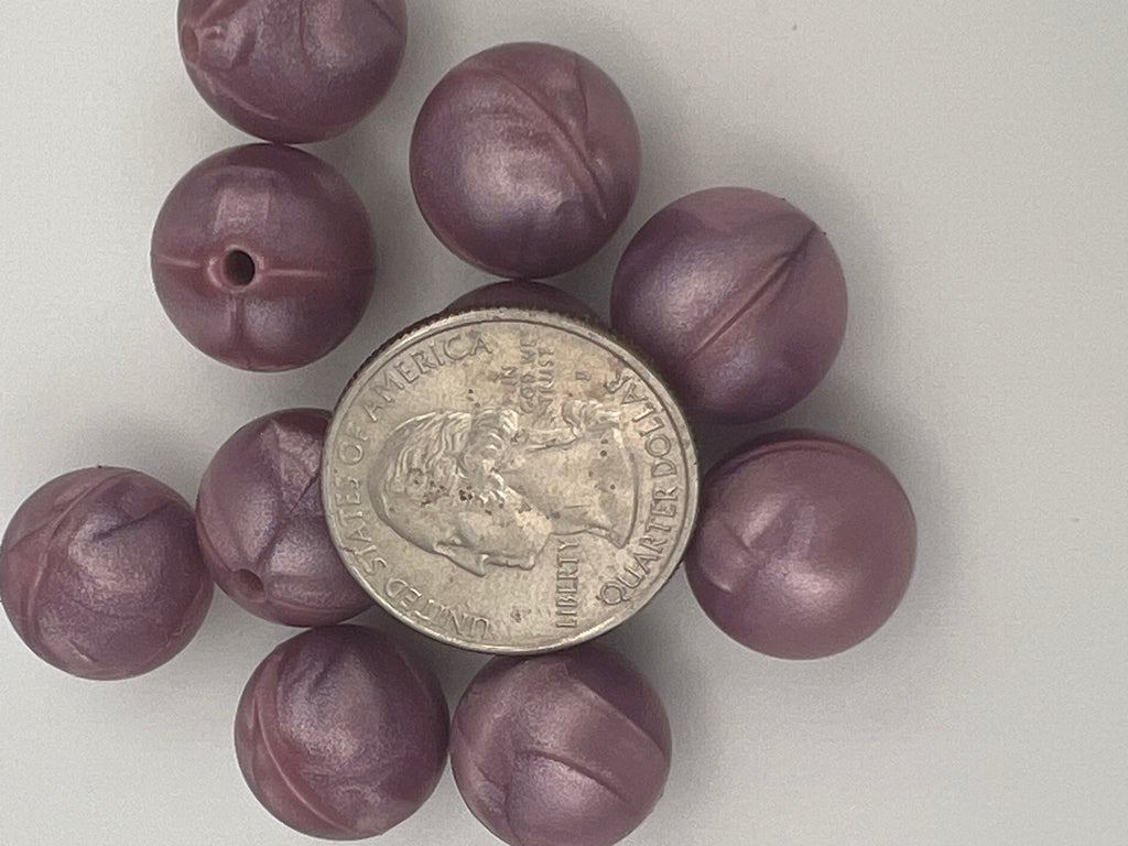 10 15mm Round Silicone Beads Orchid Pearl