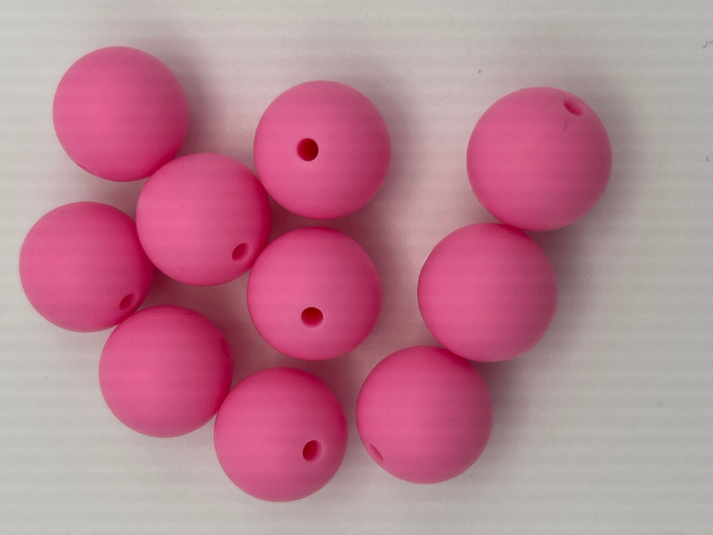 10 15mm Round Silicone Beads Bright Pink