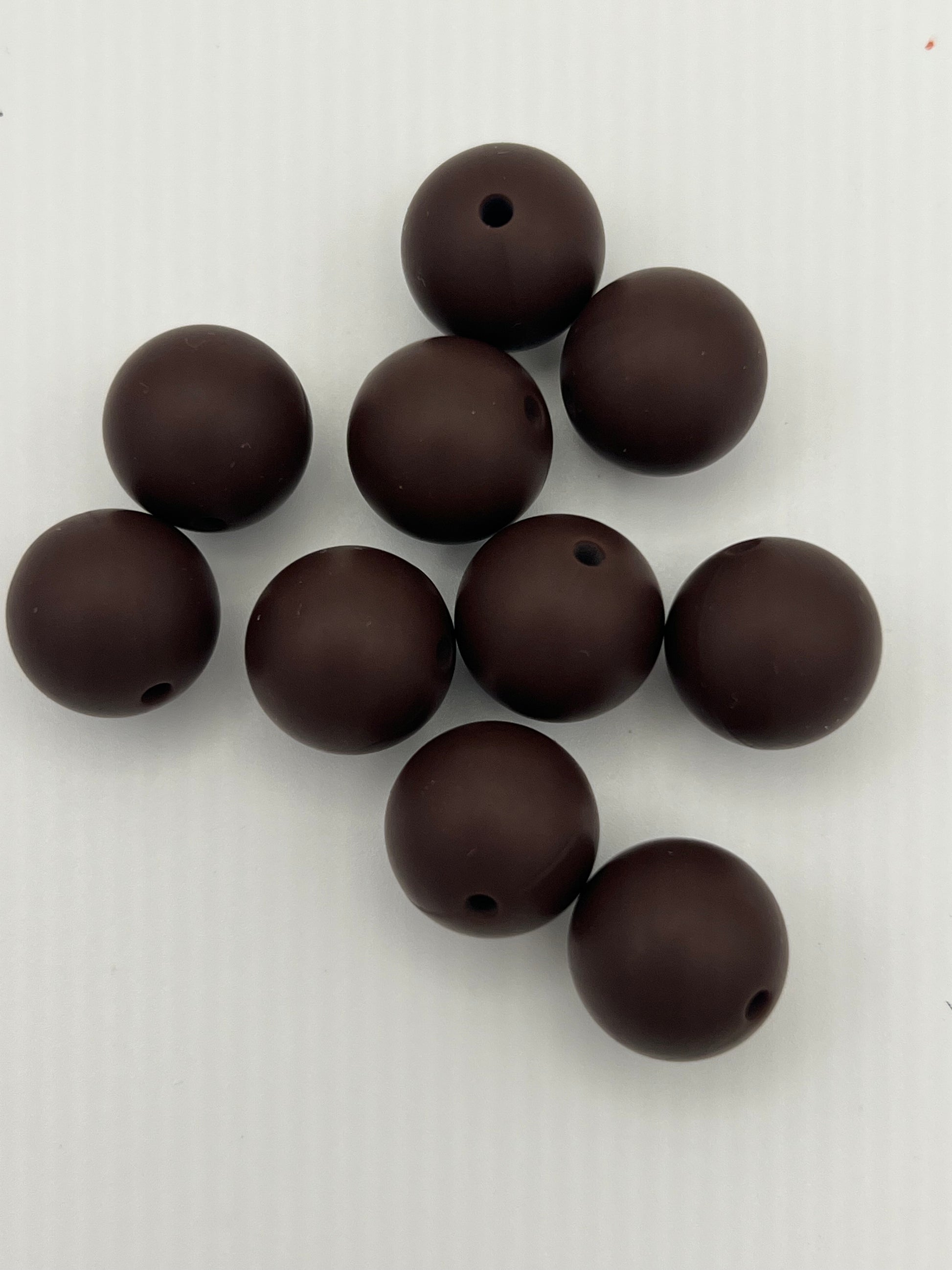 10 15mm Round Silicone Beads Coffee