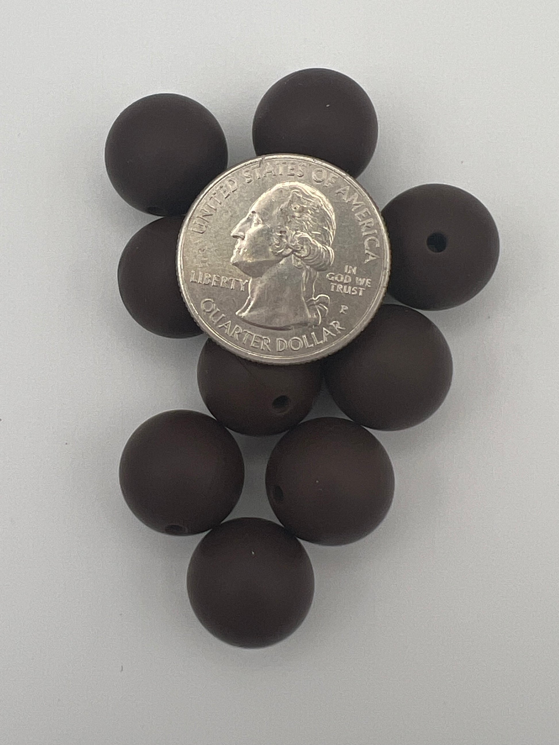 10 15mm Round Silicone Beads Coffee