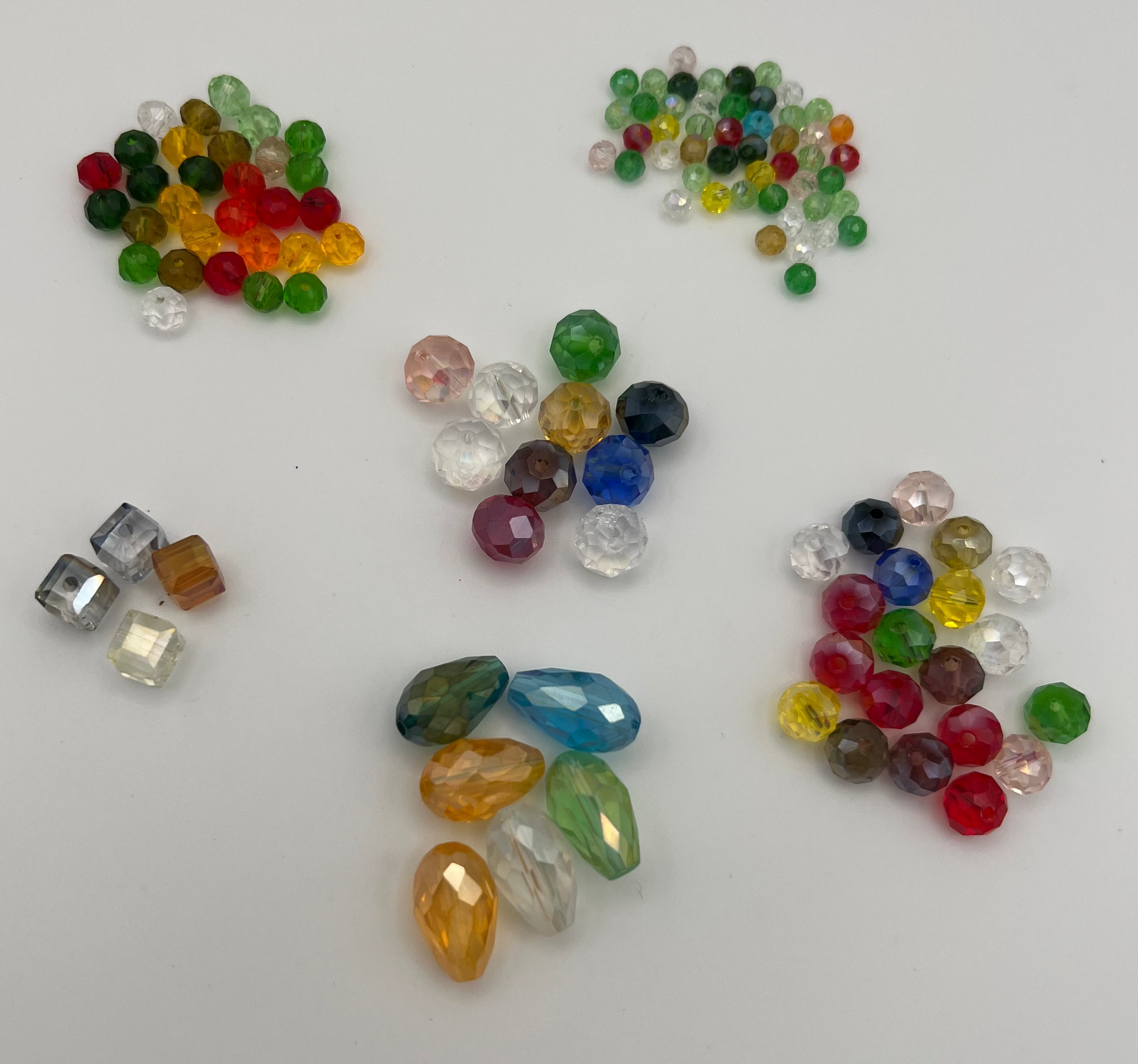 120 Faceted AB Glass Beads Mixed Shapes, Sizes & Colors