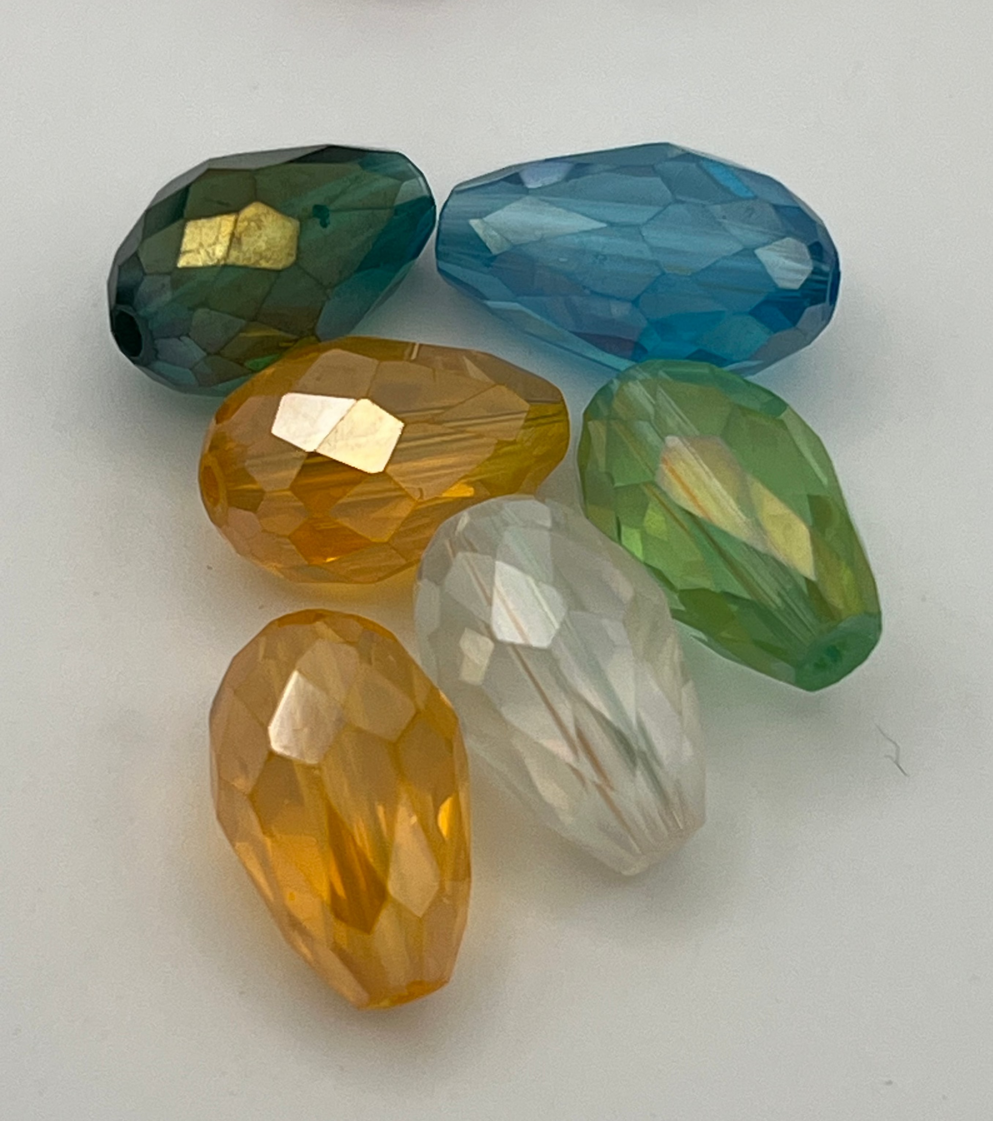 120 Faceted AB Glass Beads Mixed Shapes, Sizes & Colors