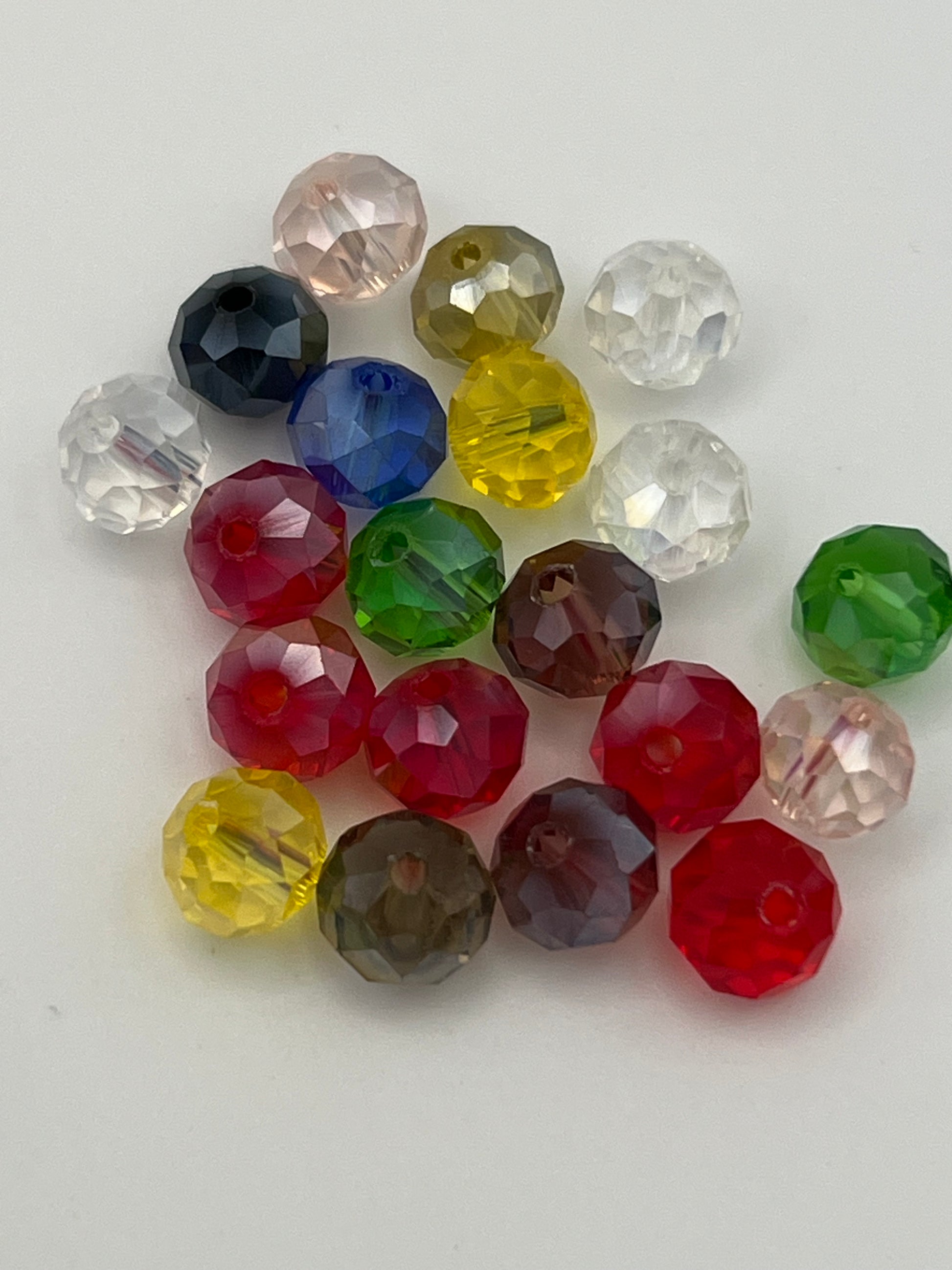 120 Faceted AB Glass Beads Mixed Shapes, Sizes & Colors