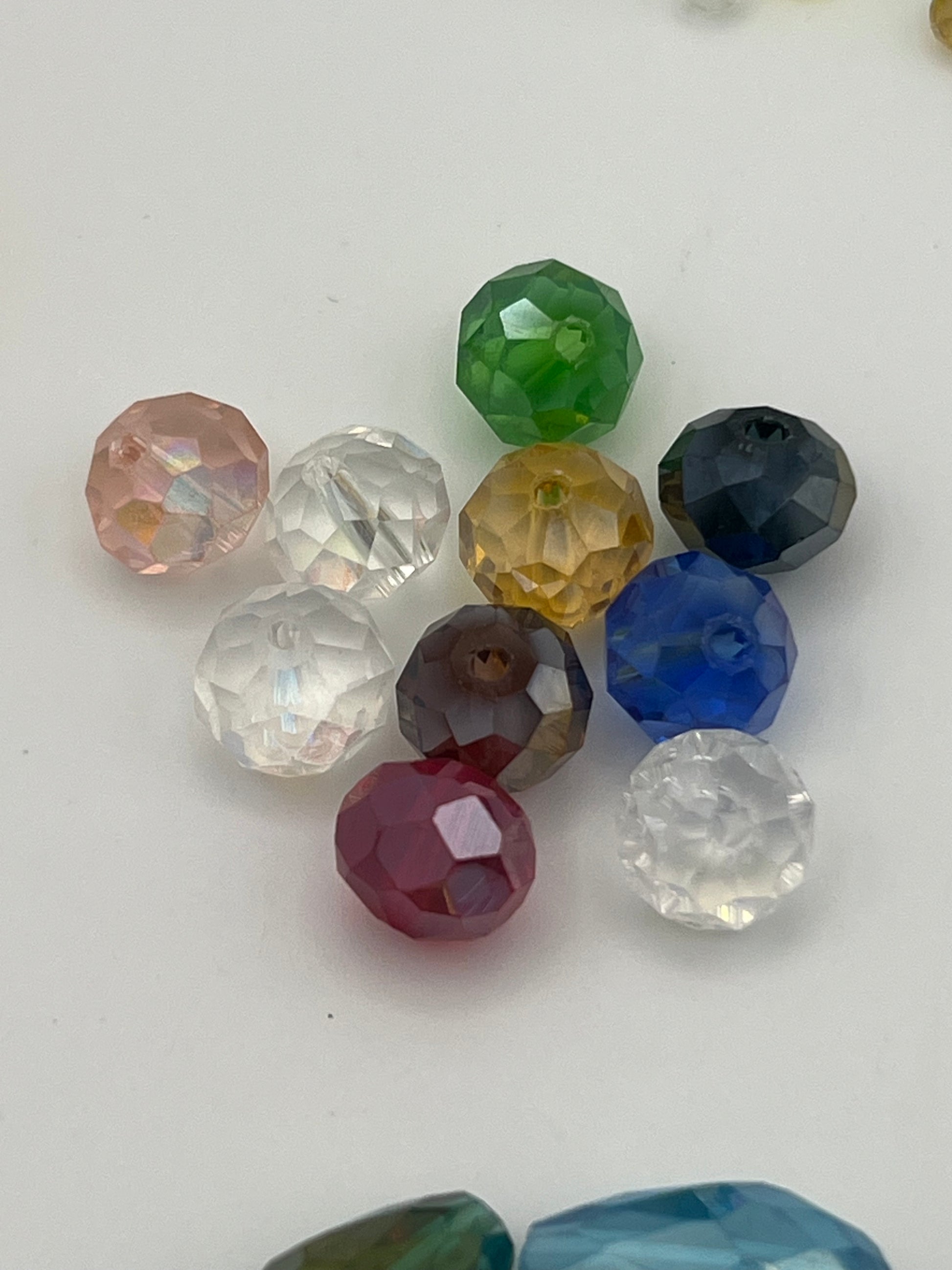 120 Faceted AB Glass Beads Mixed Shapes, Sizes & Colors