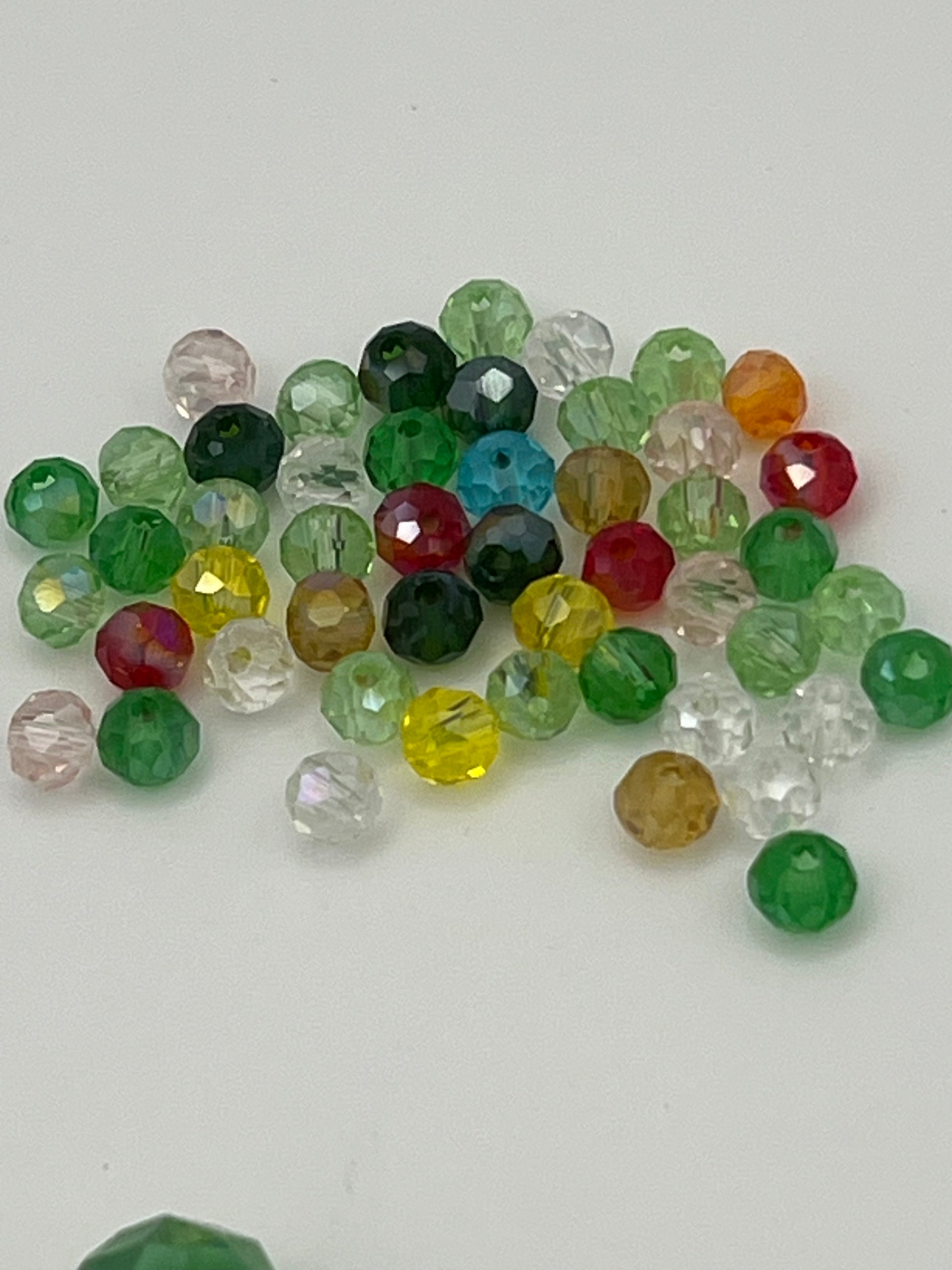 120 Faceted AB Glass Beads Mixed Shapes, Sizes & Colors